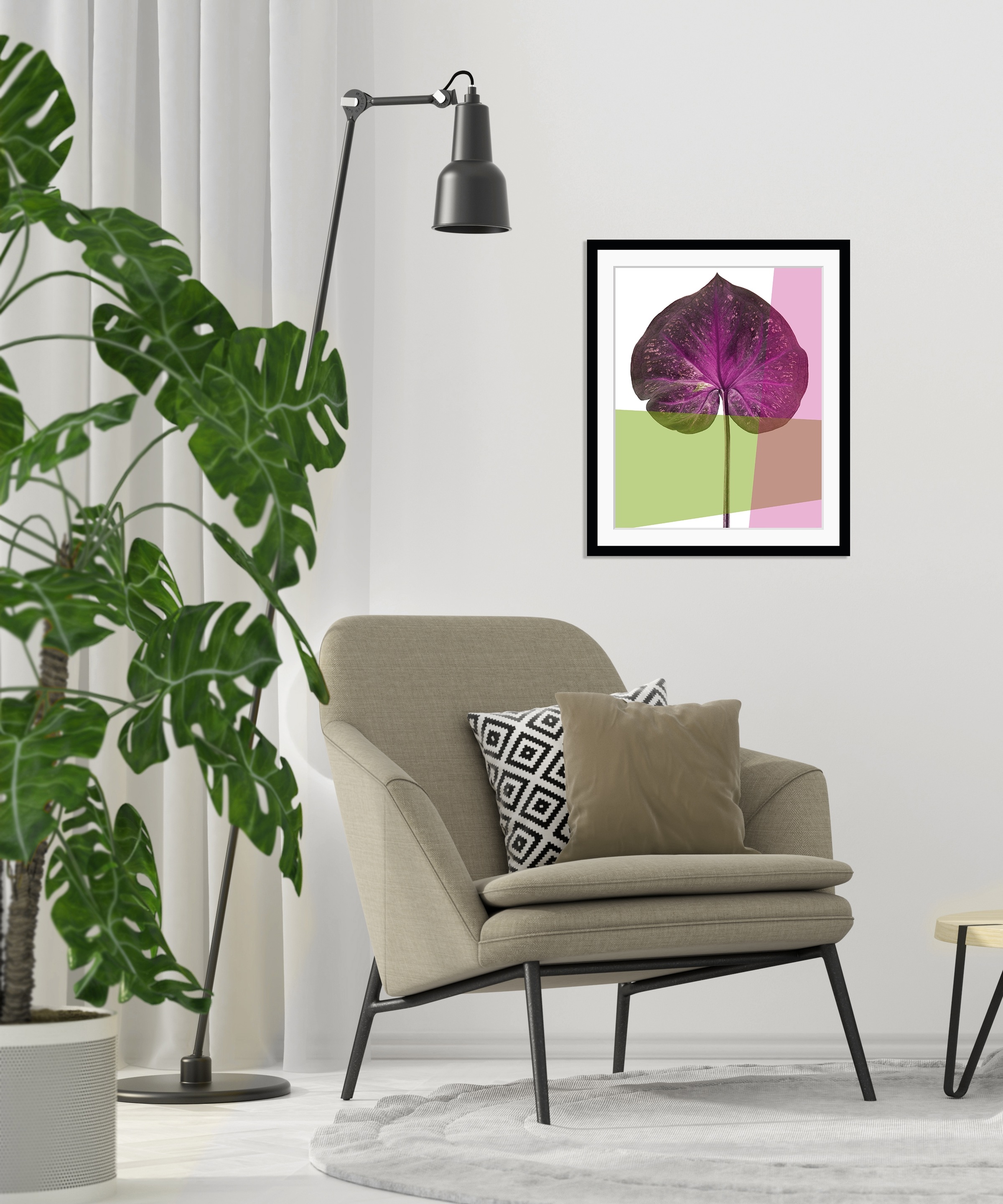 queence Bild »Elsa«, Blätter-Abstrakt-Kunst-Figuren-Pflanzen-Pflanzenbilder, HD Premium Poster-Druck inkl. Holzrahmen