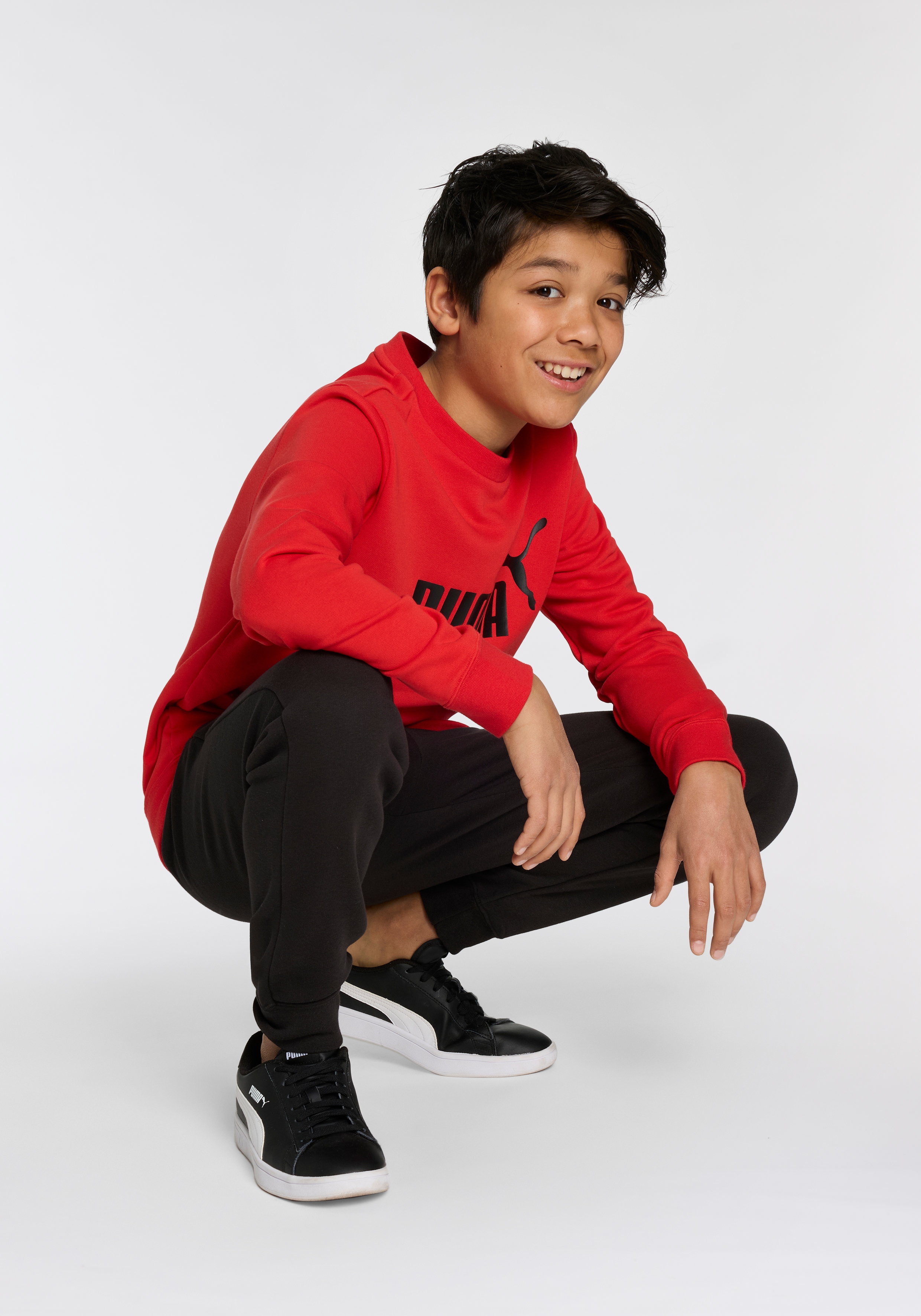 PUMA "ESS NO.1 LOGO CREW SWEAT SUIT TR B" 2 Stk. für Jugendliche, mit Rundhalsausschnitt, mit gerippten Bündchen