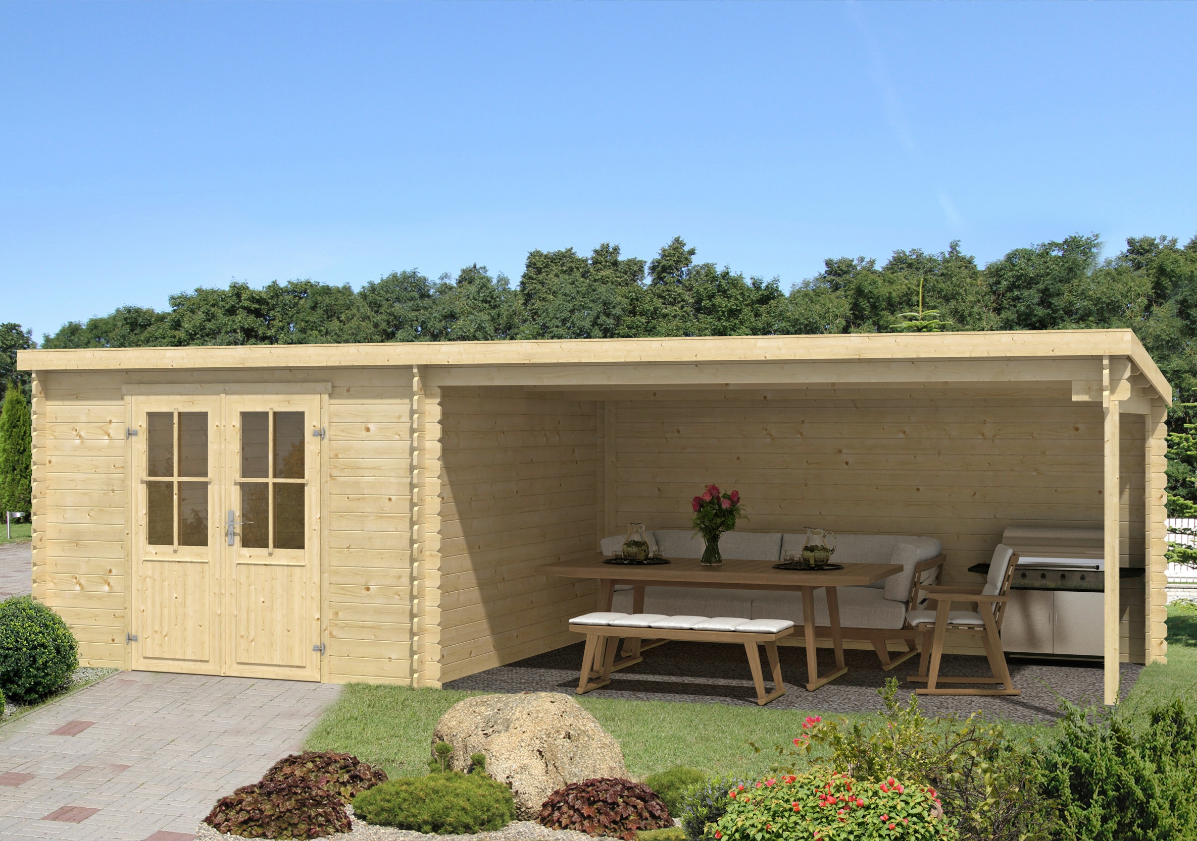 LASITA MAJA Gartenhaus "St. Louis" mit Anbau günstig online kaufen
