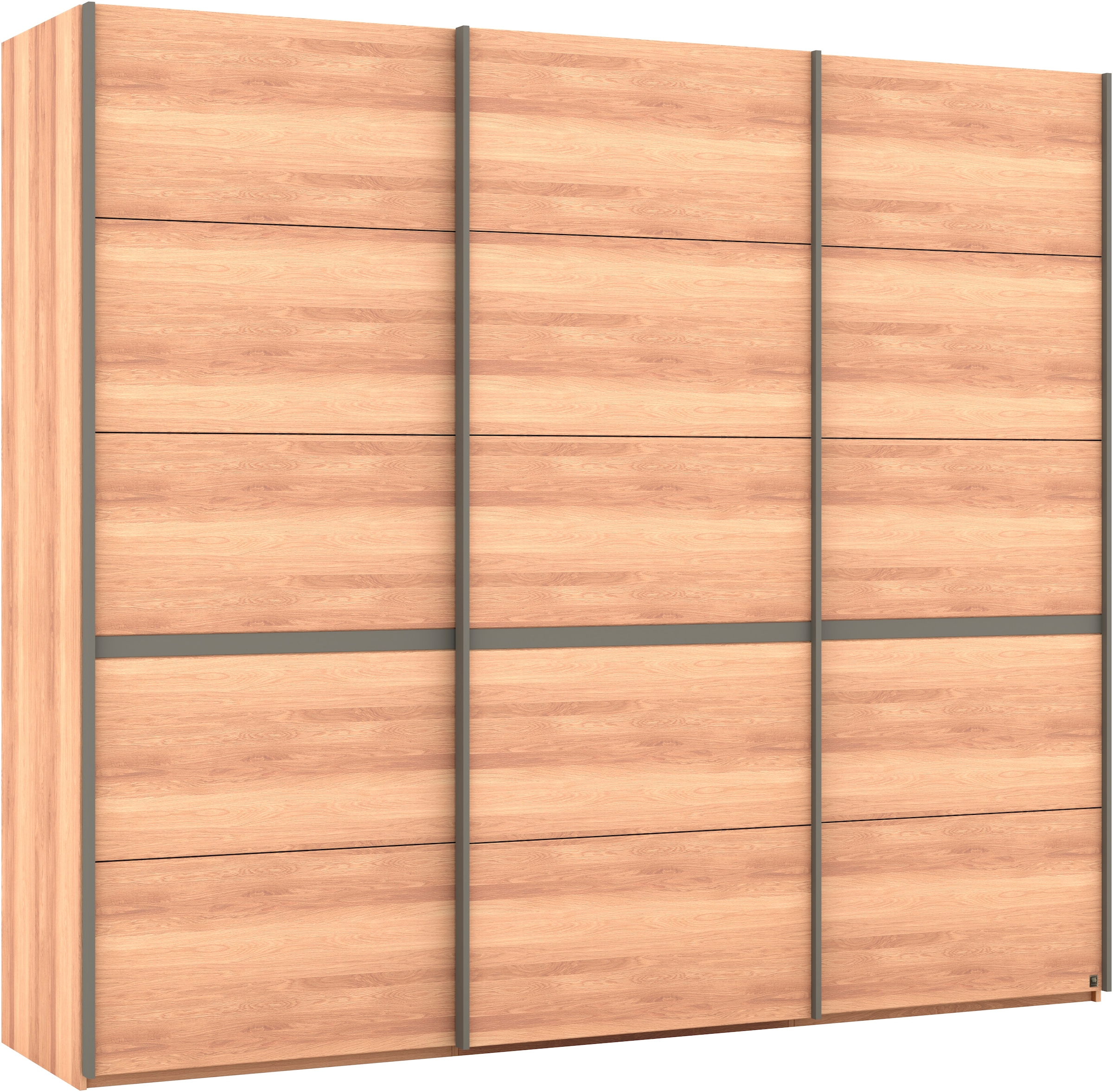 Musterring Schwebetürenschrank »Sorrent, Kleiderschrank, Schrank, Schiebetüren«, (Teilmassiv Eiche, MADE IN GERMANY), Türen in Eiche massiv mit Kassetten-Optik, verschiedene Maße verfügbar