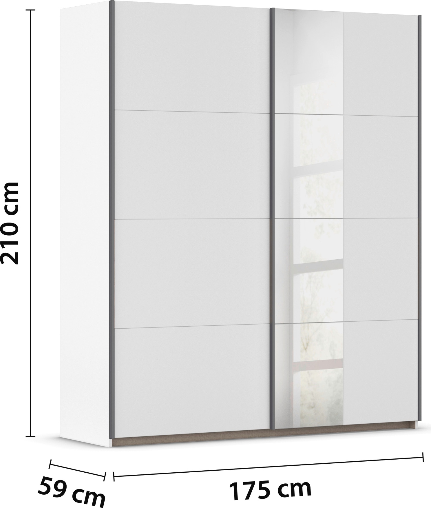 rauch Schwebetürenschrank »Kleiderschrank Schrank Garderobe Schlafzimmerschrank OXFORD«, (in 3 verschiedenen Ausstattungen BASIC/CLASSIC/PREMIUM), mit Griffleisten aus Metall, auch für kleinere Räume MADE IN GERMANY