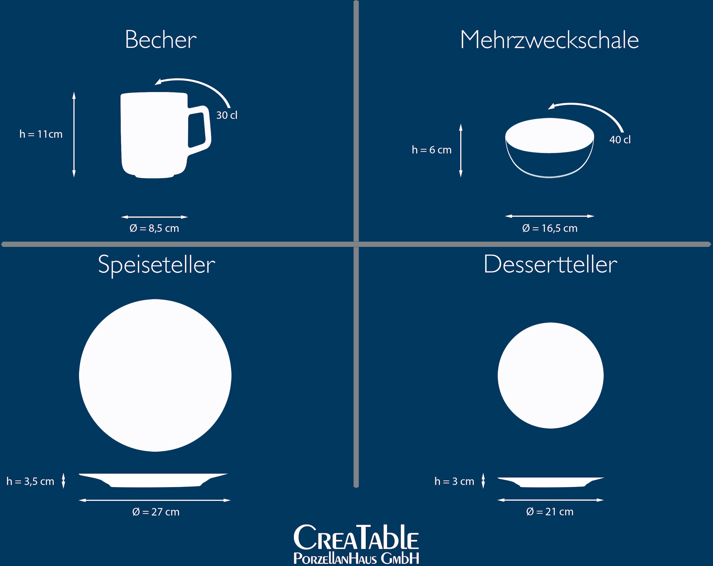 CreaTable Kombiservice »Geschirr-Set Mallorca«, (Set, 16 tlg., Kaffeeservice und Tafelservice im Set, für 4 Personen), Service, Töpfereicharakter, 16 Teile, für 4 Personen