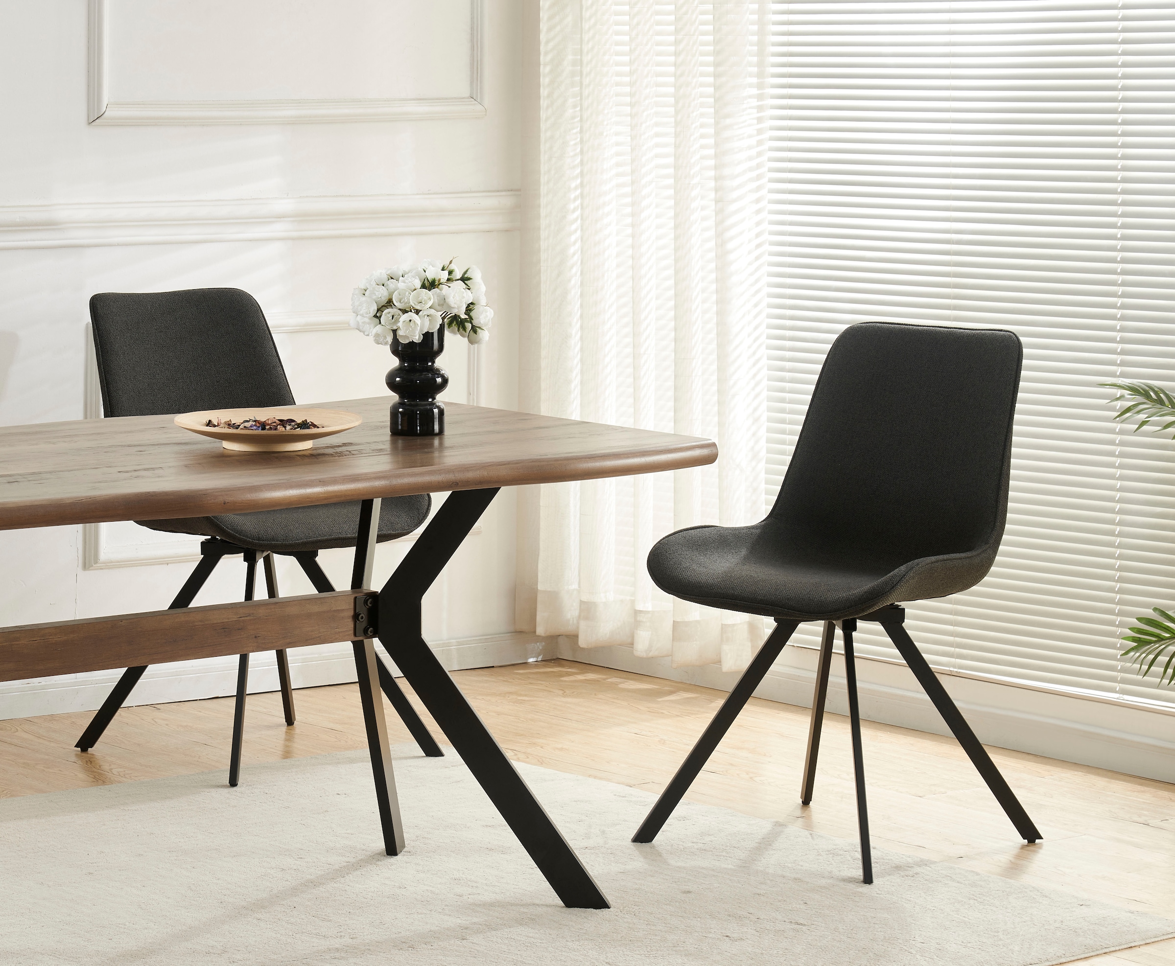 Home affaire Drehstuhl »INUVIK, 2er Set, mit Metallgestell in matt schwarz« (Set) 2 Stk.in verschiedenen Farben, Belsatbarkeit pro Stuhl 120 kg