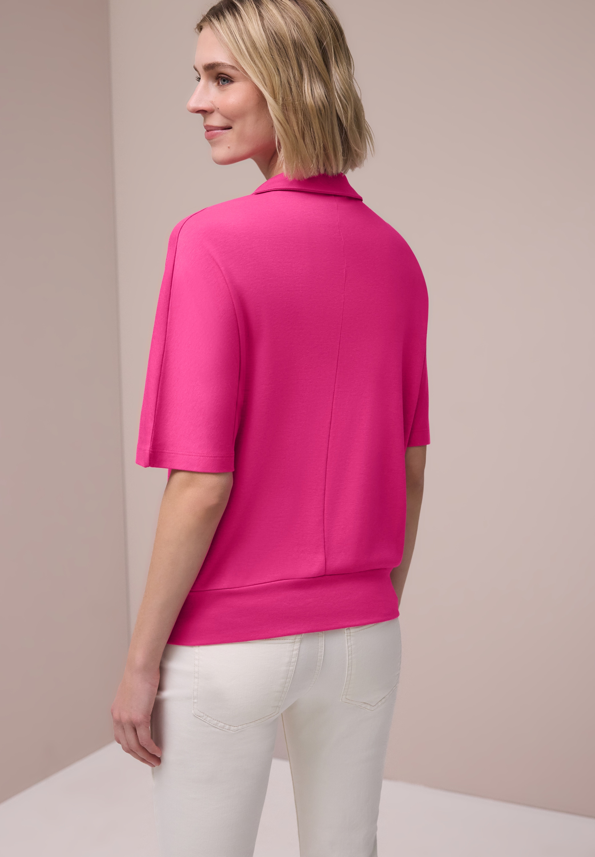 STREET ONE Poloshirt Sommershirt mit breitem elastischem Bund