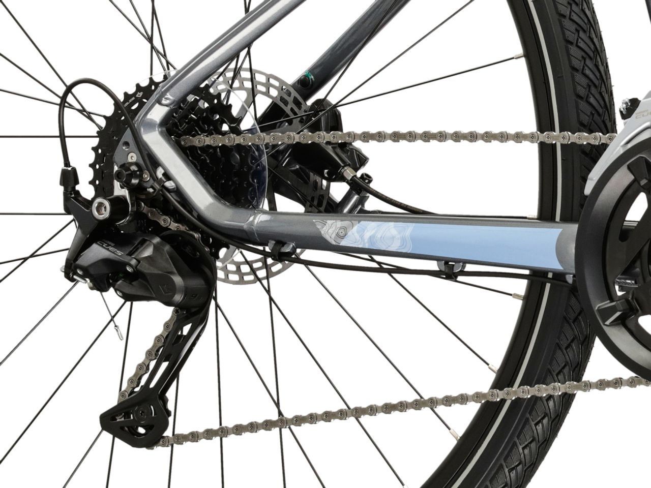 Kross Crossrad »Crossrad Damen 28" Evado 5.0 grau 18 Gänge« 18 Gang Shimano CUES U3020 Schaltwerk Kettenschaltung