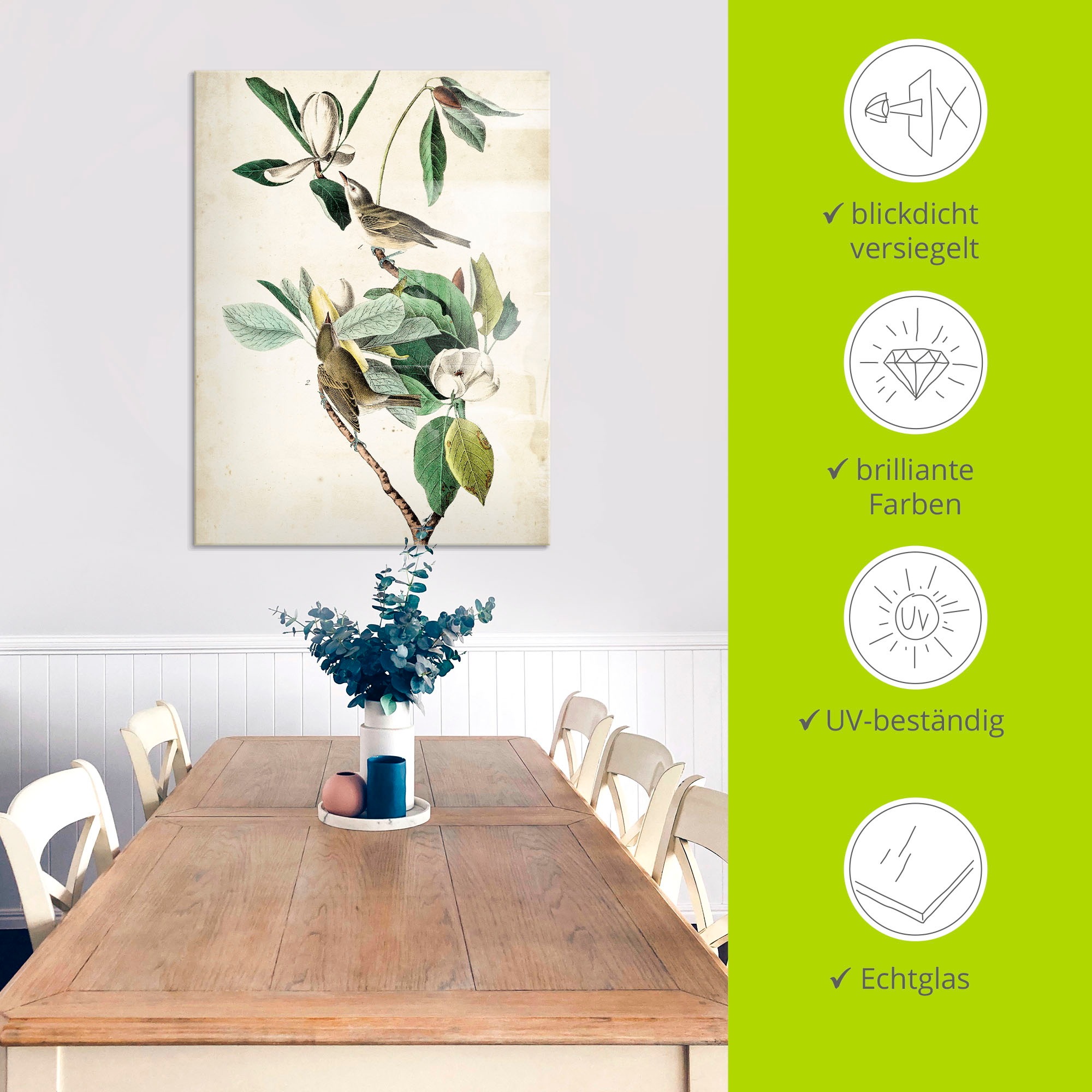 Artland Glasbild »Sängervireo«, Vögel, (1 St.), in verschiedenen Größen