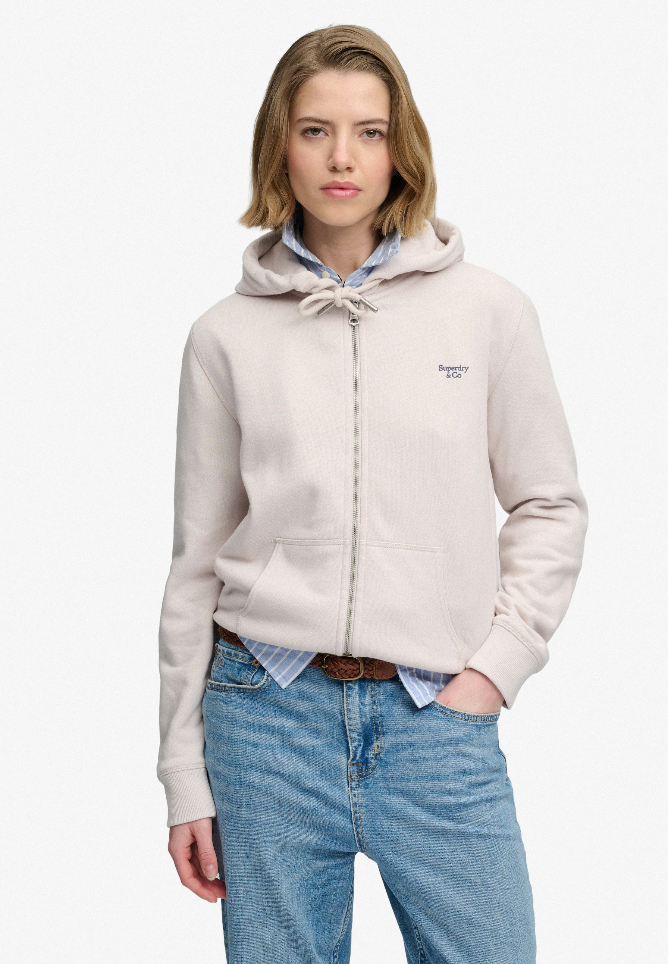 Superdry "SIGNATURE EMB ZIPHOOD" Baumwollmischung, relaxed fit
