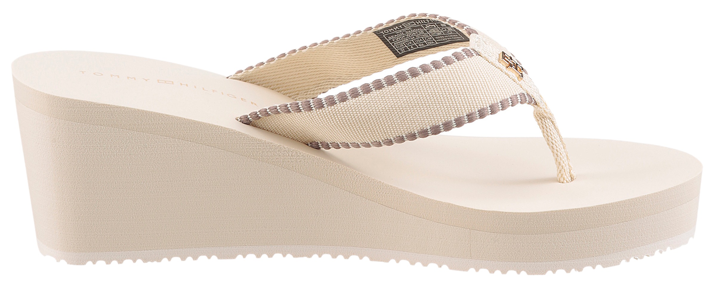 Tommy Hilfiger Dianette »WEDGE BEACH SANDAL«, Keilabsatz, Zehentrenner, Sommerschuh mit Logoschriftzug