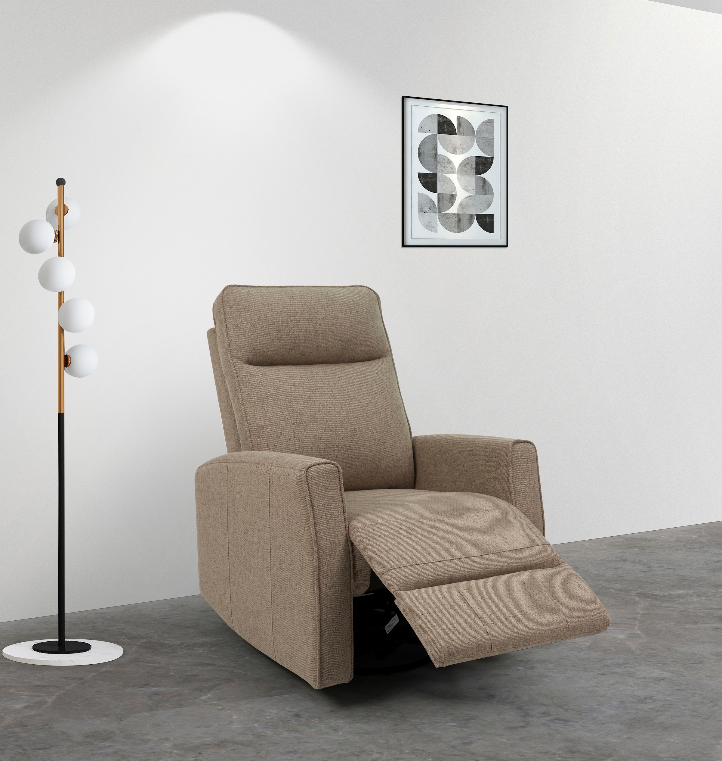 OTTO home Relaxsessel "KAYLI mit Schaukel-, Dreh und Liegefunktion, Webstoff, Federkern" Lesesessel, TV-Sessel mit Reclinerfunktion, 360 drehbar