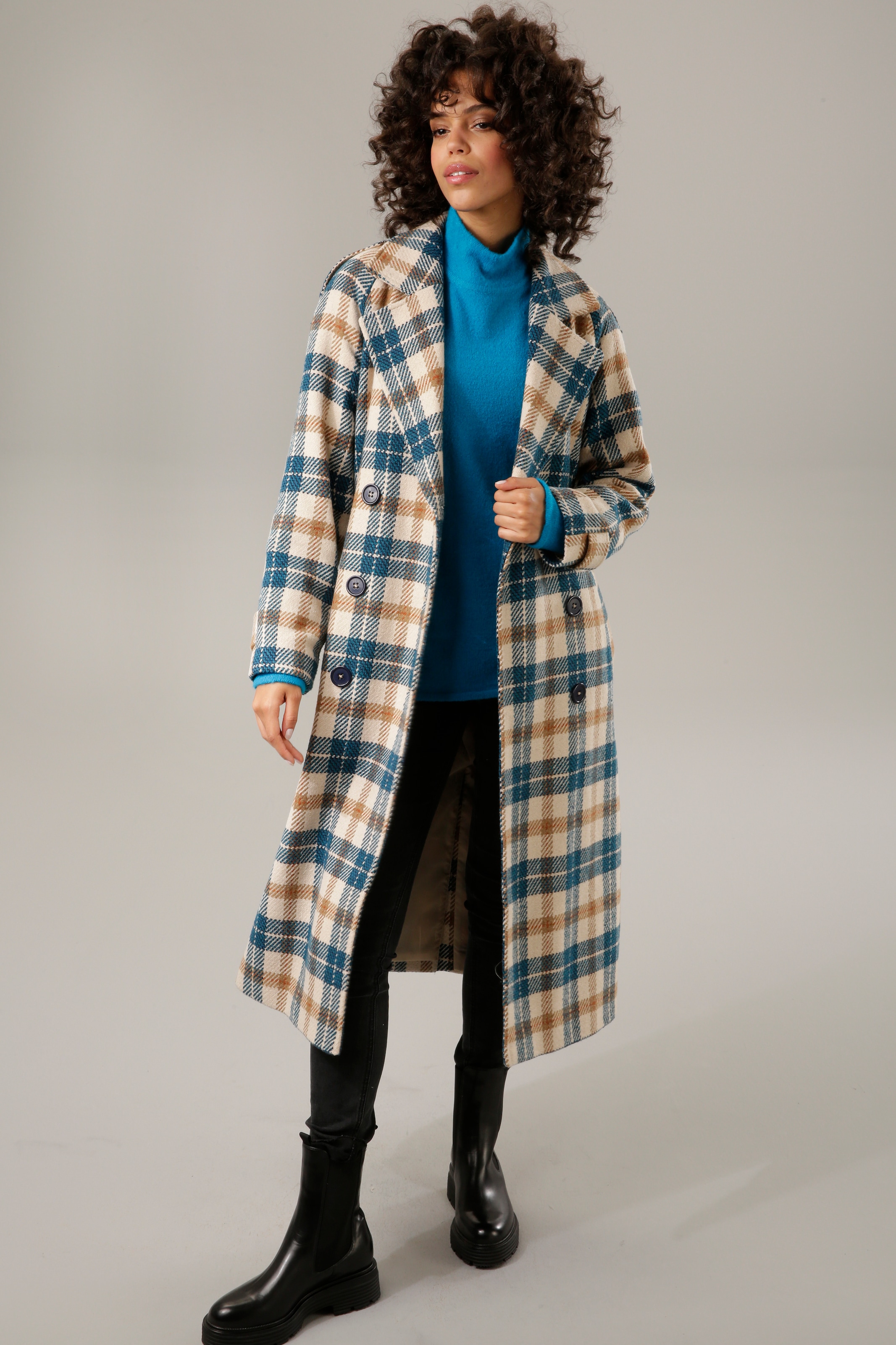 Aniston CASUAL Wintermantel, (mit Bindegürtel), im ausdrucksvollem  Karo-Dessin - NEUE KOLLEKTION bestellen | BAUR