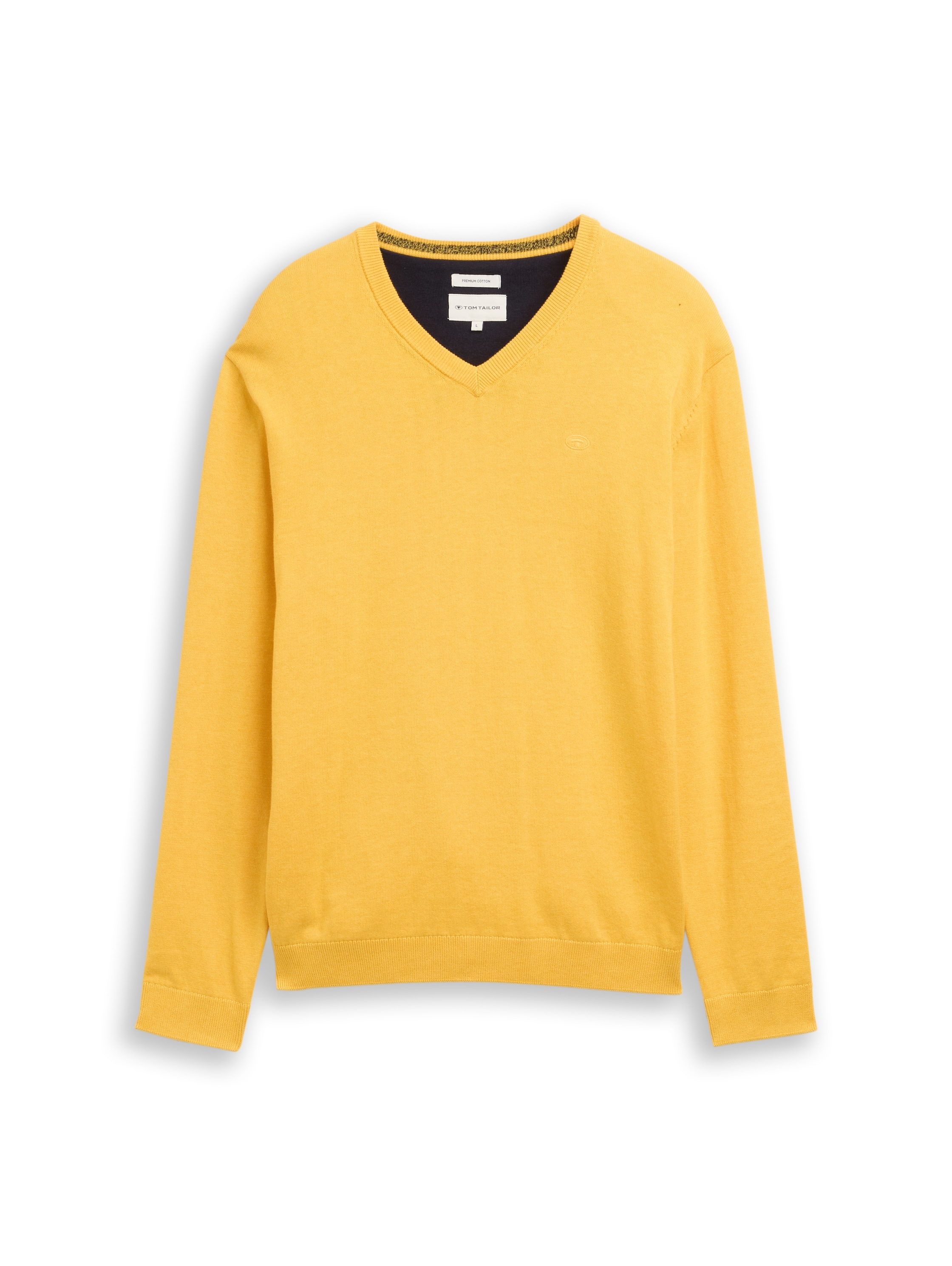 TOM TAILOR V-Ausschnitt-Pullover mit kleiner Logo-Stickerei