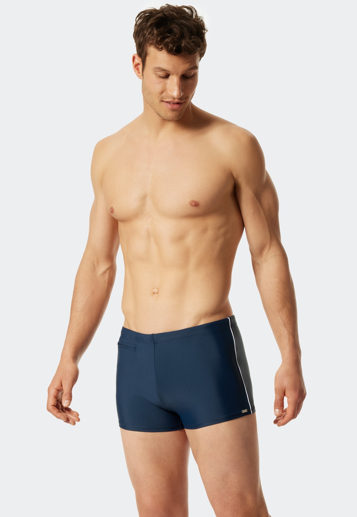 Schiesser Badehose "Nautical Casual" mit seitlichen Streifen, flache Reißverschlusstasche