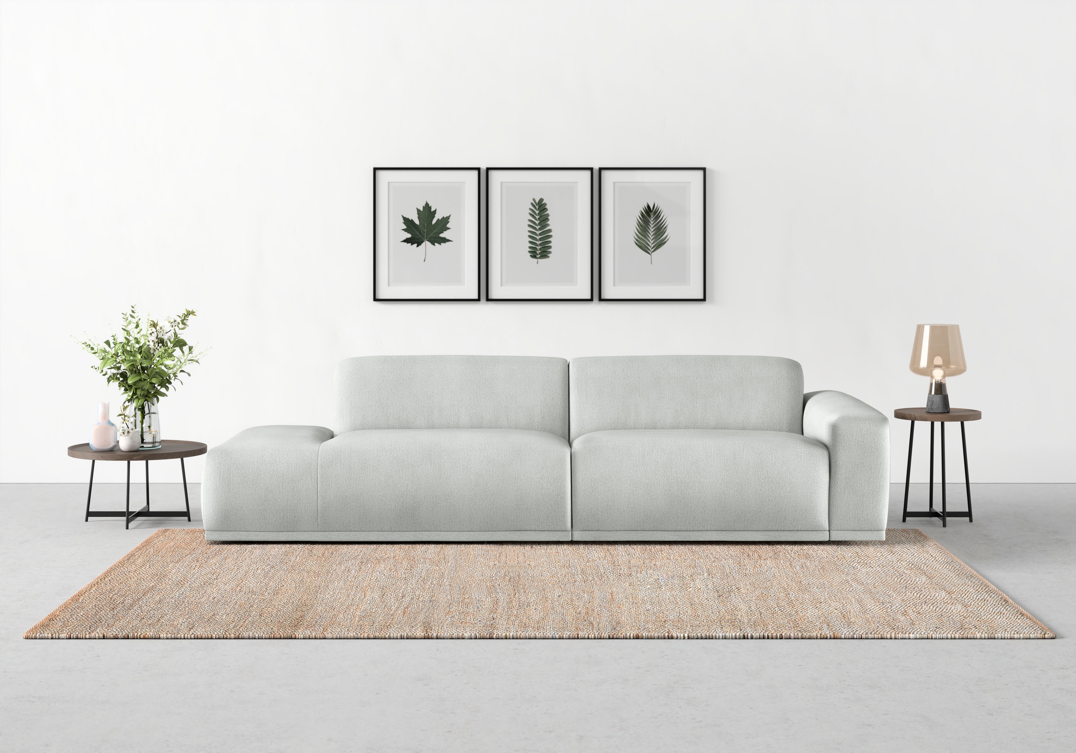 TRENDMANUFAKTUR Big-Sofa "Braga, mit hochwertigem Kaltschaum, Megasofa, Japandi-Design" modernes Big-Sofa, Couch mit hohem Sitzkomfort, 277/72/107 cm (B/H/T)