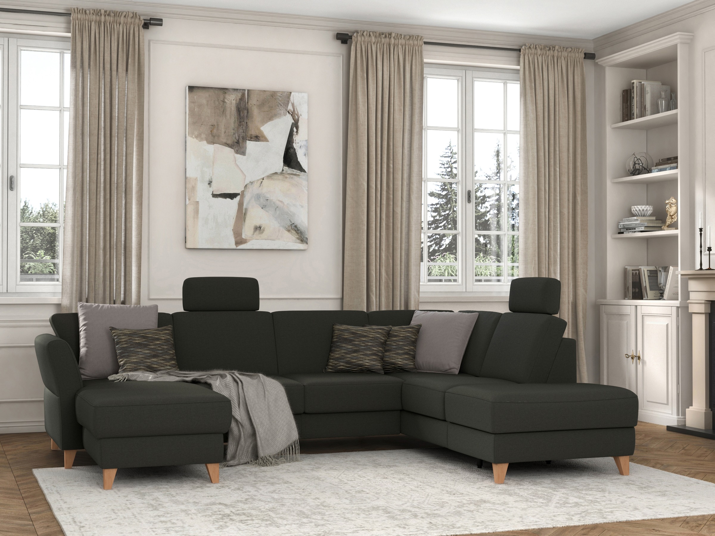 sit&more Wohnlandschaft »Visby U-Form«, wahlweise mit Bettfunktion und Stauraum, frei im Raum stellbar