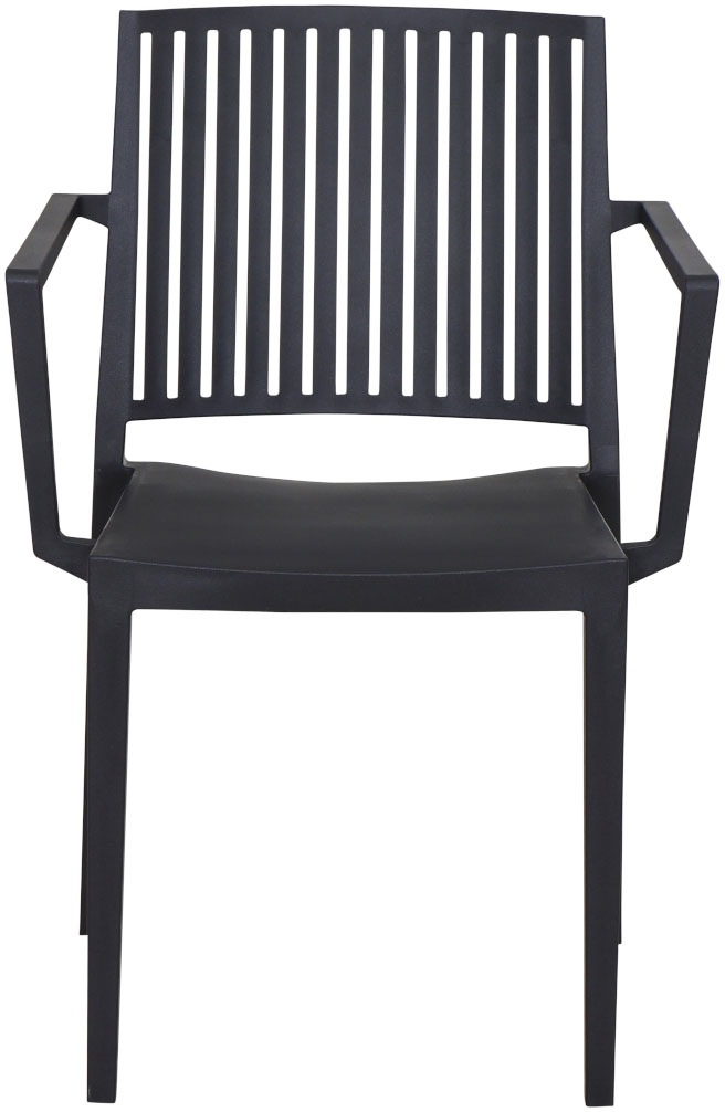 Siena Garden Gartensessel »Lane Sessel anthrazit 4er Set mit Tisch« Set, 4 Stk. tlg. 4 x Stapelsessel + Tisch Sola 80 x 80 cm