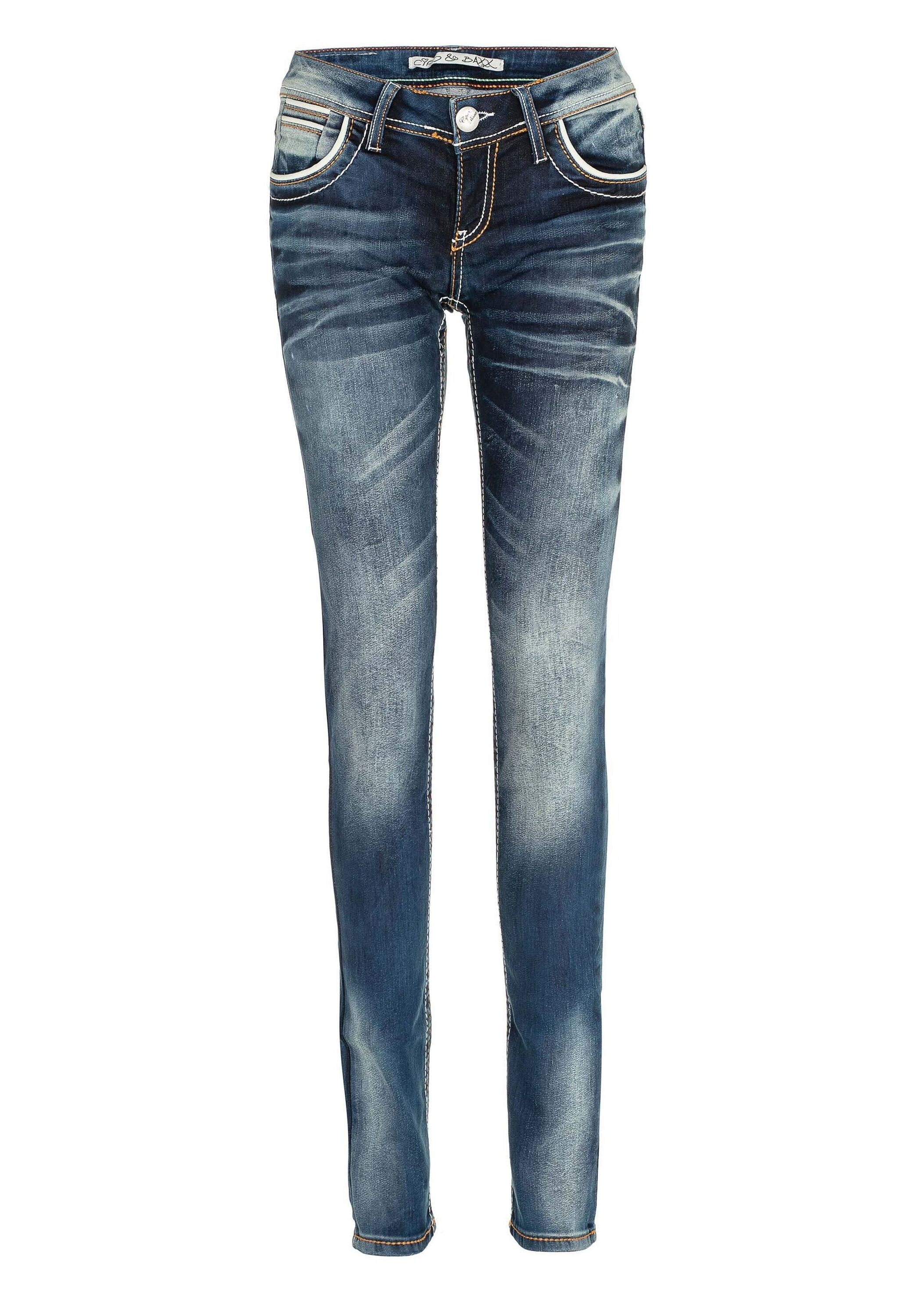 Cipo & Baxx Slim-fit-Jeans "Cipo & Baxx Jeans" mit auffällig farbigen Ziernähten, WD256