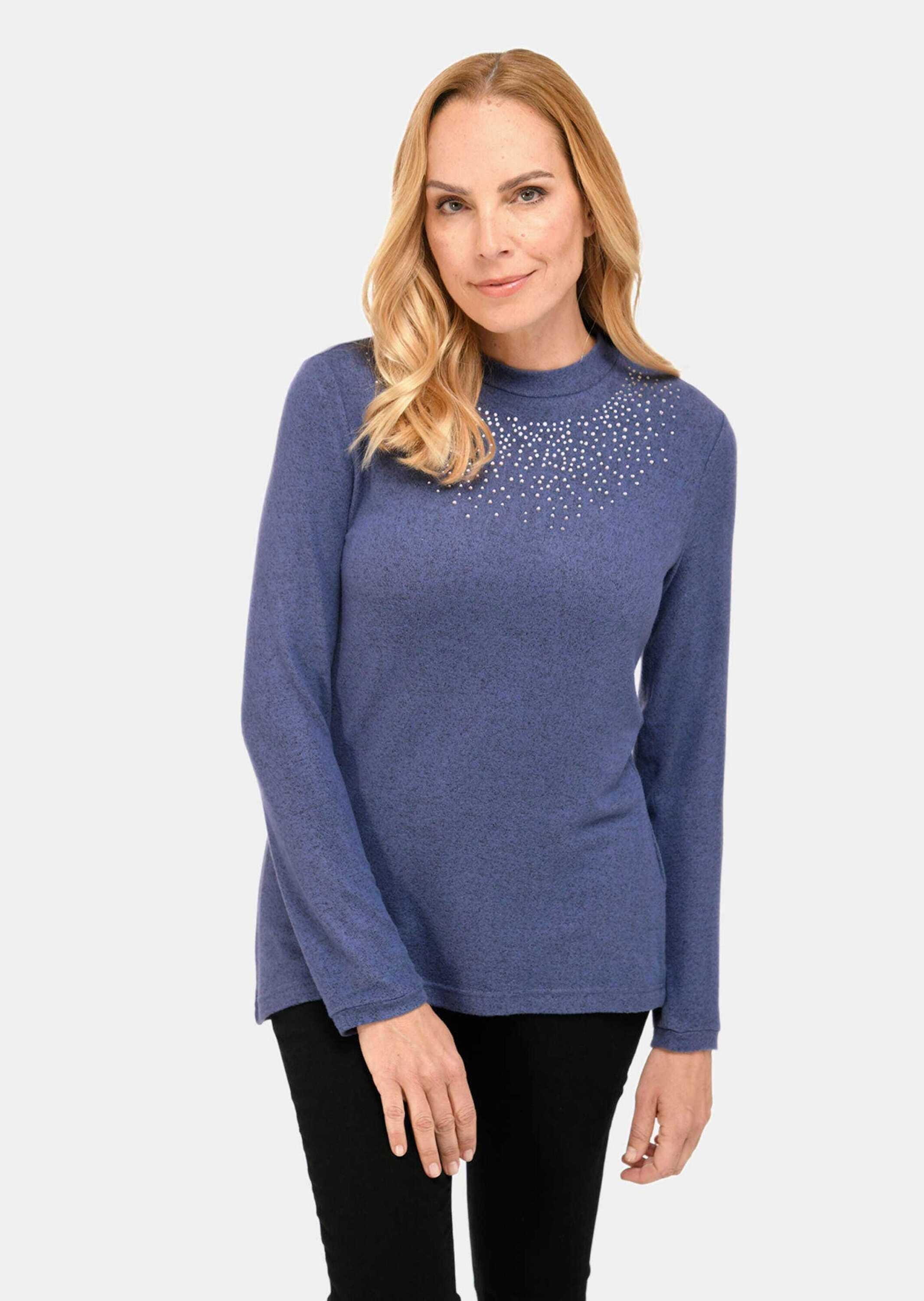 GOLDNER Longpullover "Angenehm weiches Shirt mit Glitzersteinen" günstig online kaufen