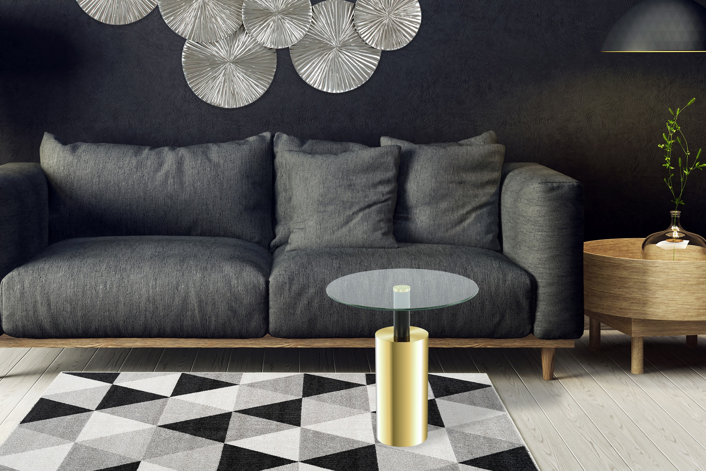 Kayoom Beistelltisch »Rosanna 525, Beistelltisch in glamourösem Stil,runde Glas-Tischplatte«, (1 St.), Runde Tischplatte, edles Design, zeitlose Farben, Sockel: Ø 15 cm
