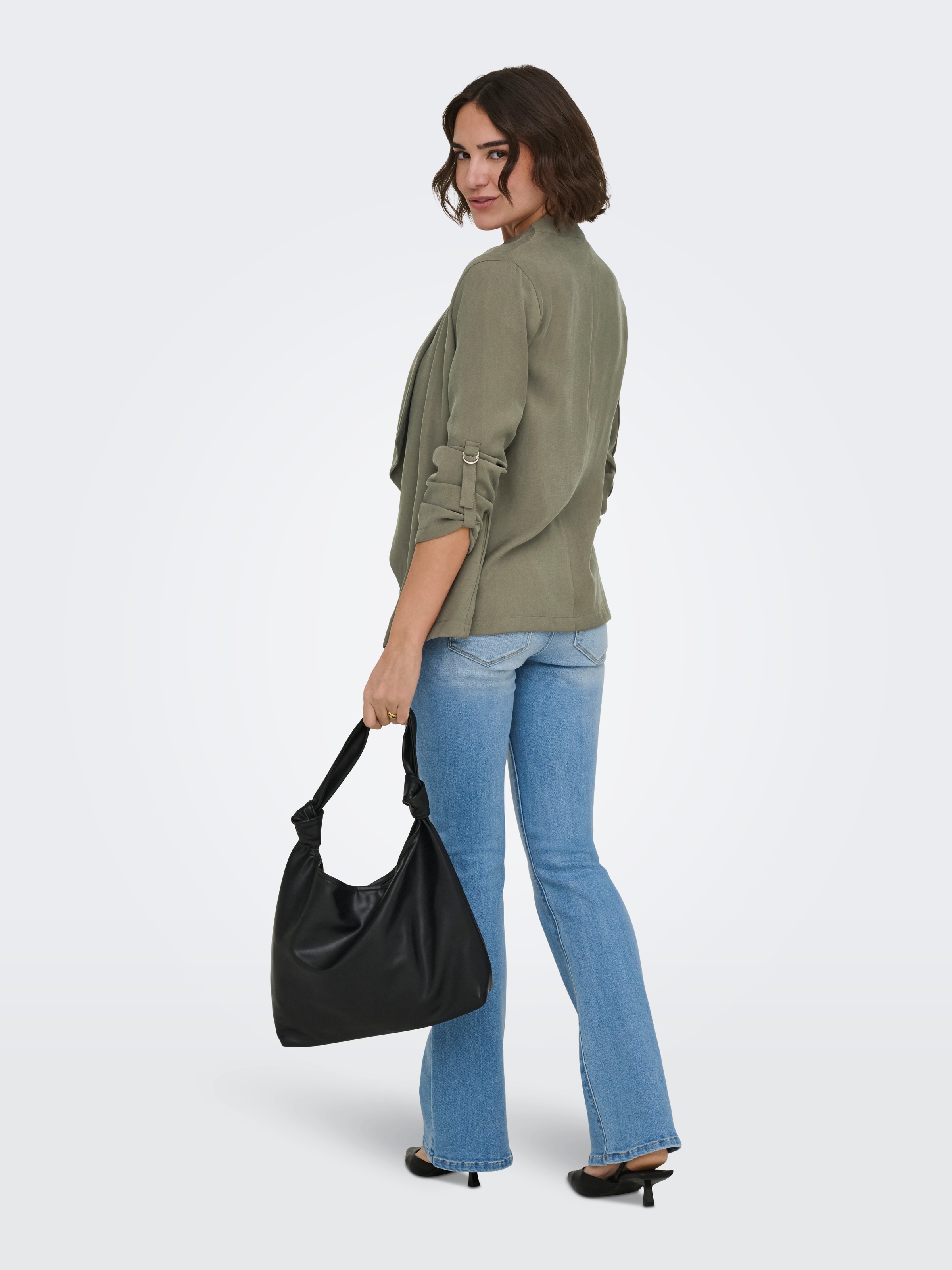 ONLY Blusenjacke »ONLLALIA 3/4 OPEN JACKET PNT« Viskosemischung