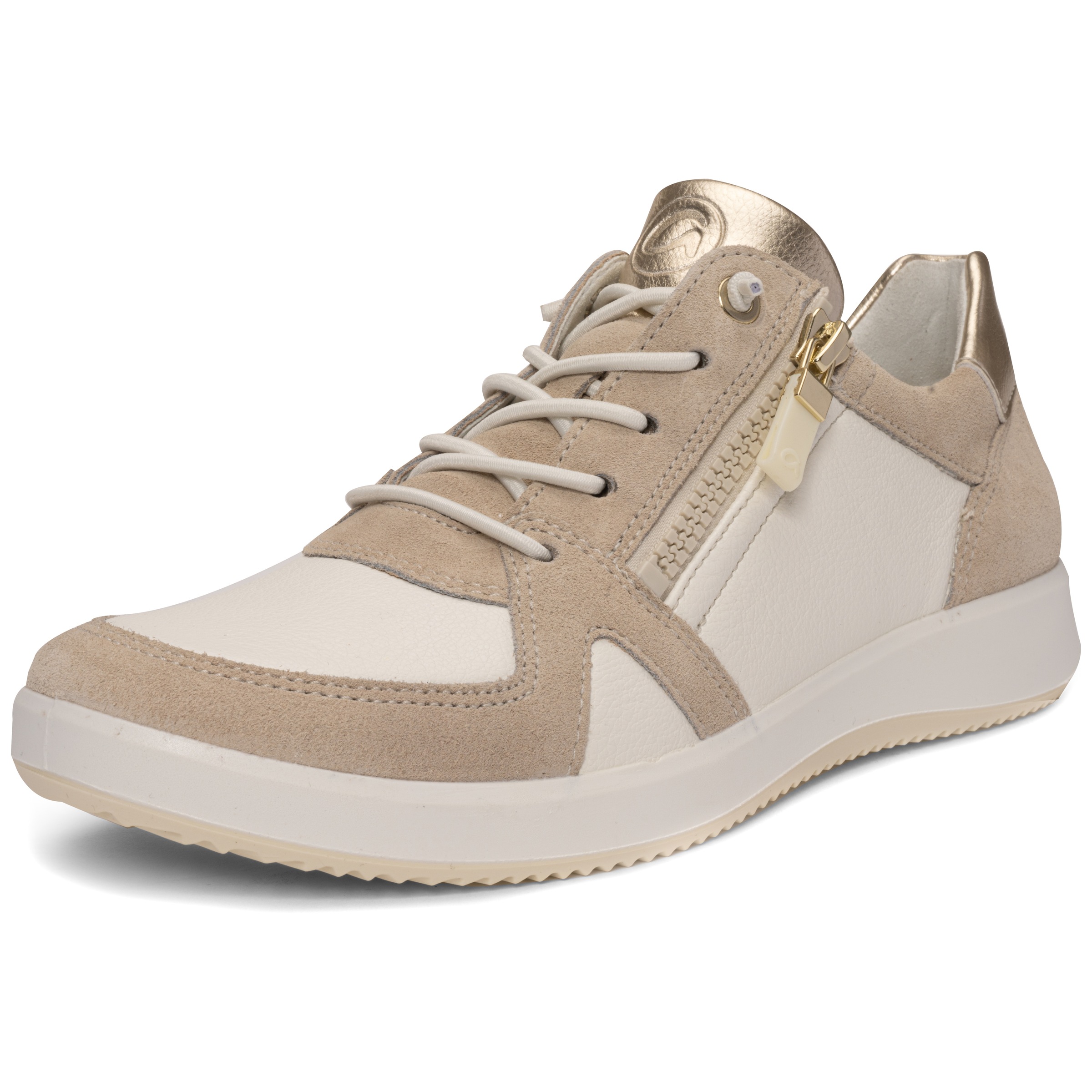 Slip-On Sneaker ARA "ROMA", Damen, Gr. 6 (39), weiß, hellbeige, Textil, Veloursleder, kontrastfarbene Details, Schuhe, Freizeitschuh, Halbschuh, Schnürschuh in Komfortweite H (=sehr weit) 3