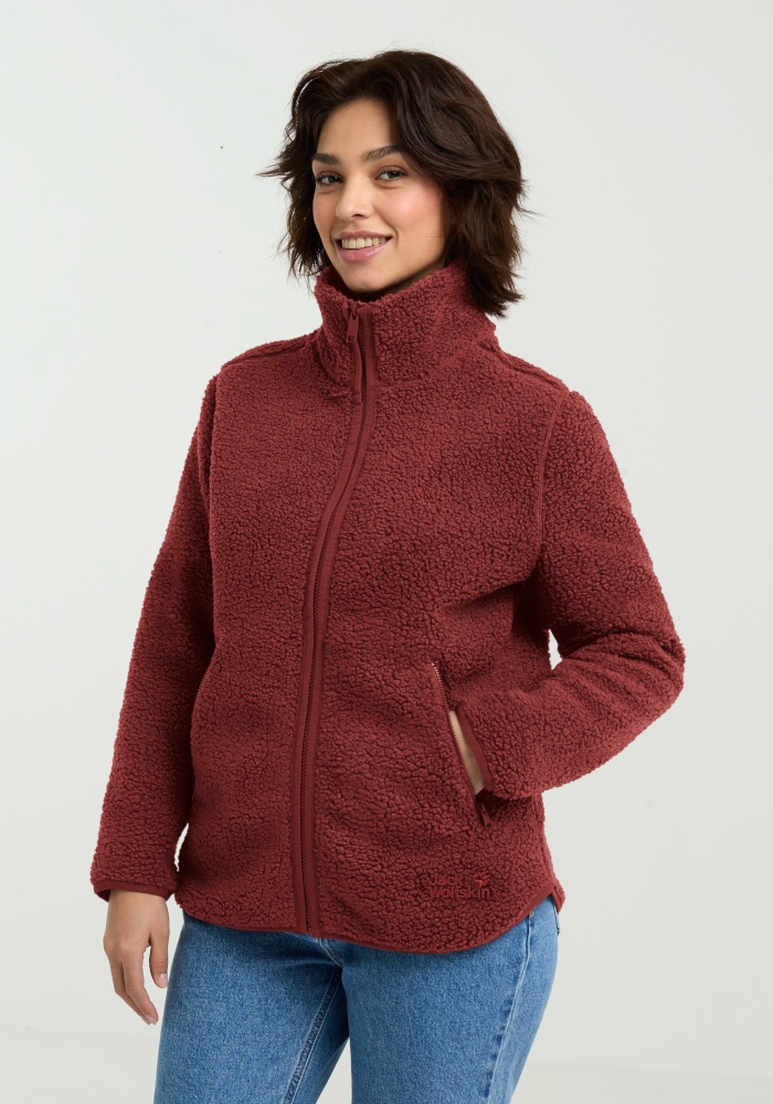 Jack Wolfskin Fleecejacke "HIGH CURL JKT W" mit durchgehendem Reißverschluss, aus Sherpa Fleece, atmungsaktiv