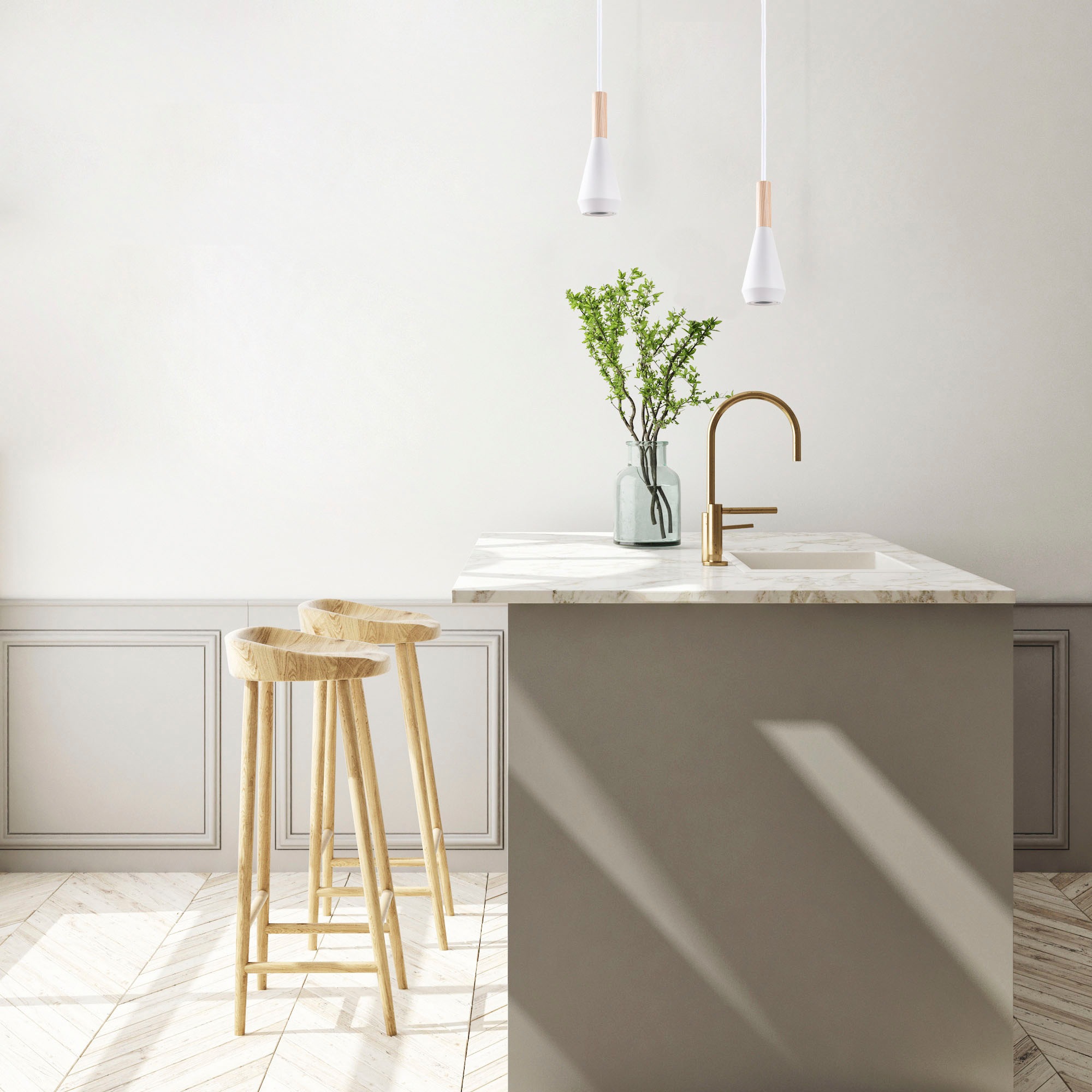 Paco Home Pendelleuchte »MORA«, Leuchtmittel GU10 | ohne Leuchtmittel, Wohnzimmer Esszimmer Klein Modern Holz Metall GU10 Trichterform