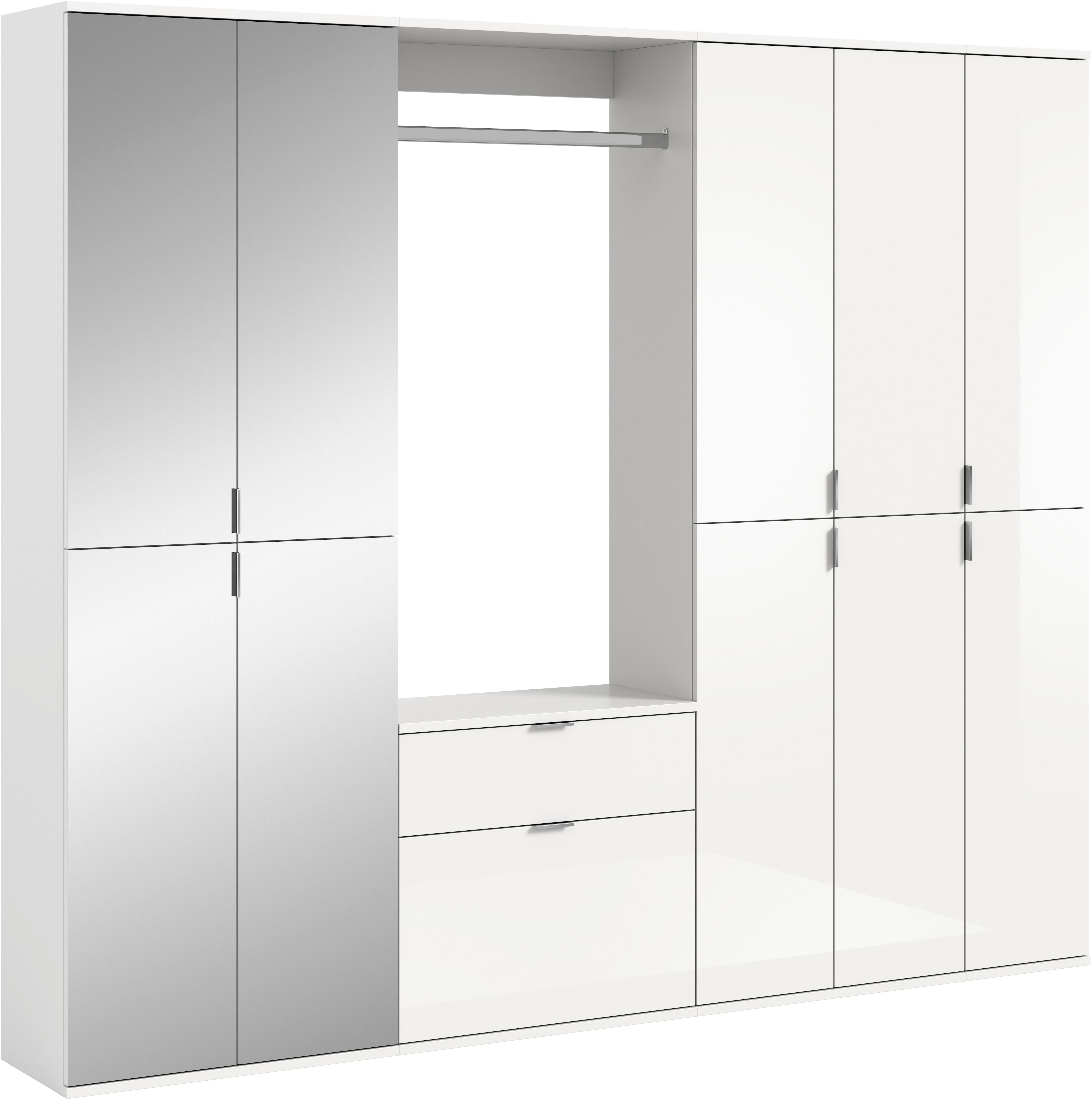 Home affaire Garderoben-Set "TRONDHEIM, 6-teilig, Breite 213cm, individuell platzier- & erweiterbar" Set, bestehend aus: 3x Garderobenschrank & 3-tlgs. Zwischenbauelement, 5 Stk. tlg.