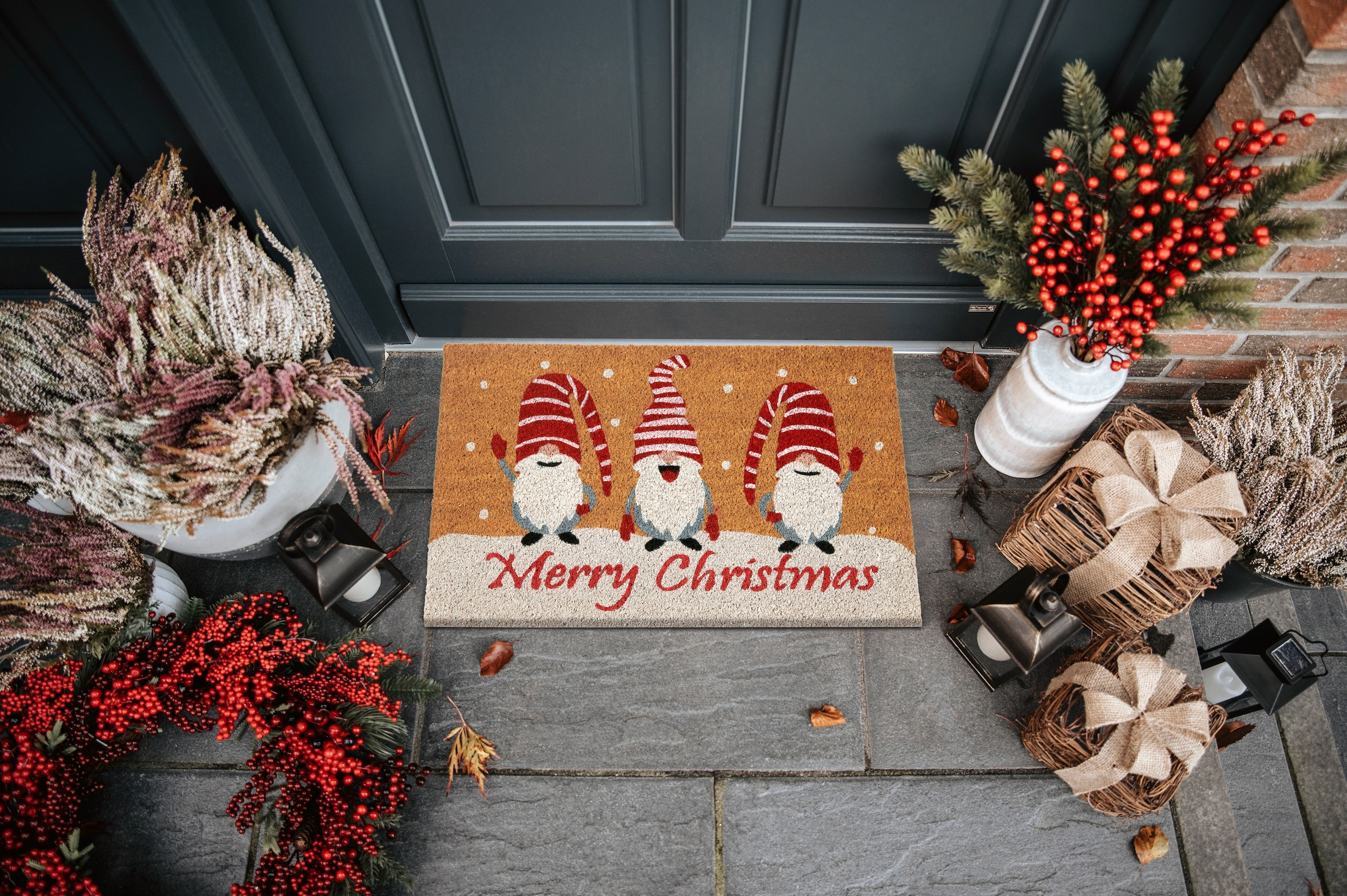 HANSE Home Fußmatte »Kokos Gnomes Merry Christmas«, rechteckig, 15 mm Höhe, Schmutzfangmatte, Rutschfest, Outdoor, Weihnachten, Kokosmatte, Zwerg