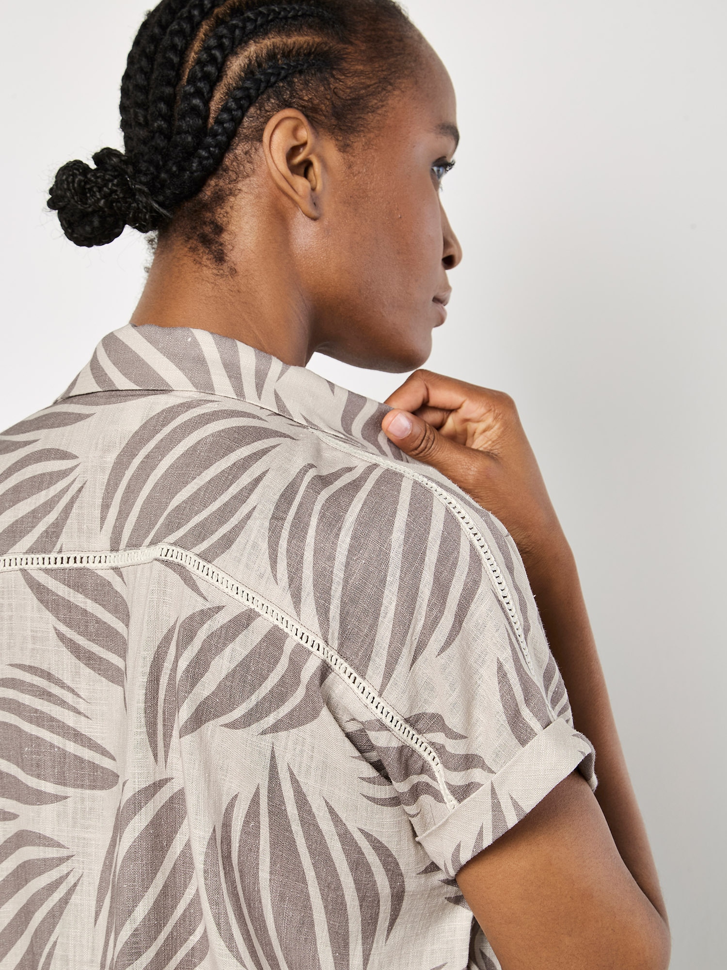 Apricot Hemdbluse »Hemd mit Muscheldruck aus Leinenmischung« aus Leinenmischung