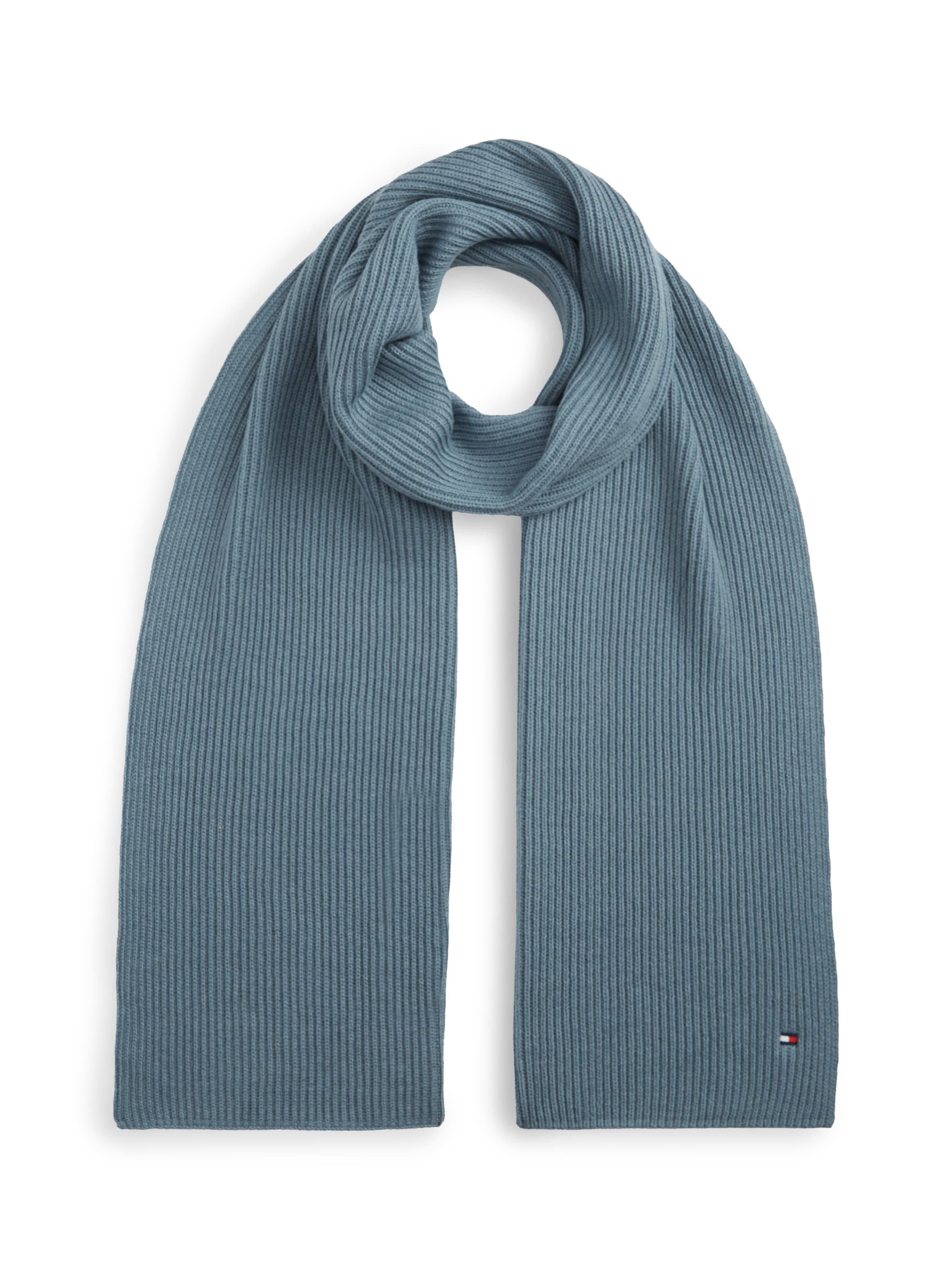 Tommy Hilfiger Strickschal "TH FLAG PIMA COTTON CASH SCARF" mit Logostickerei, mit Kaschmiranteil Unisex