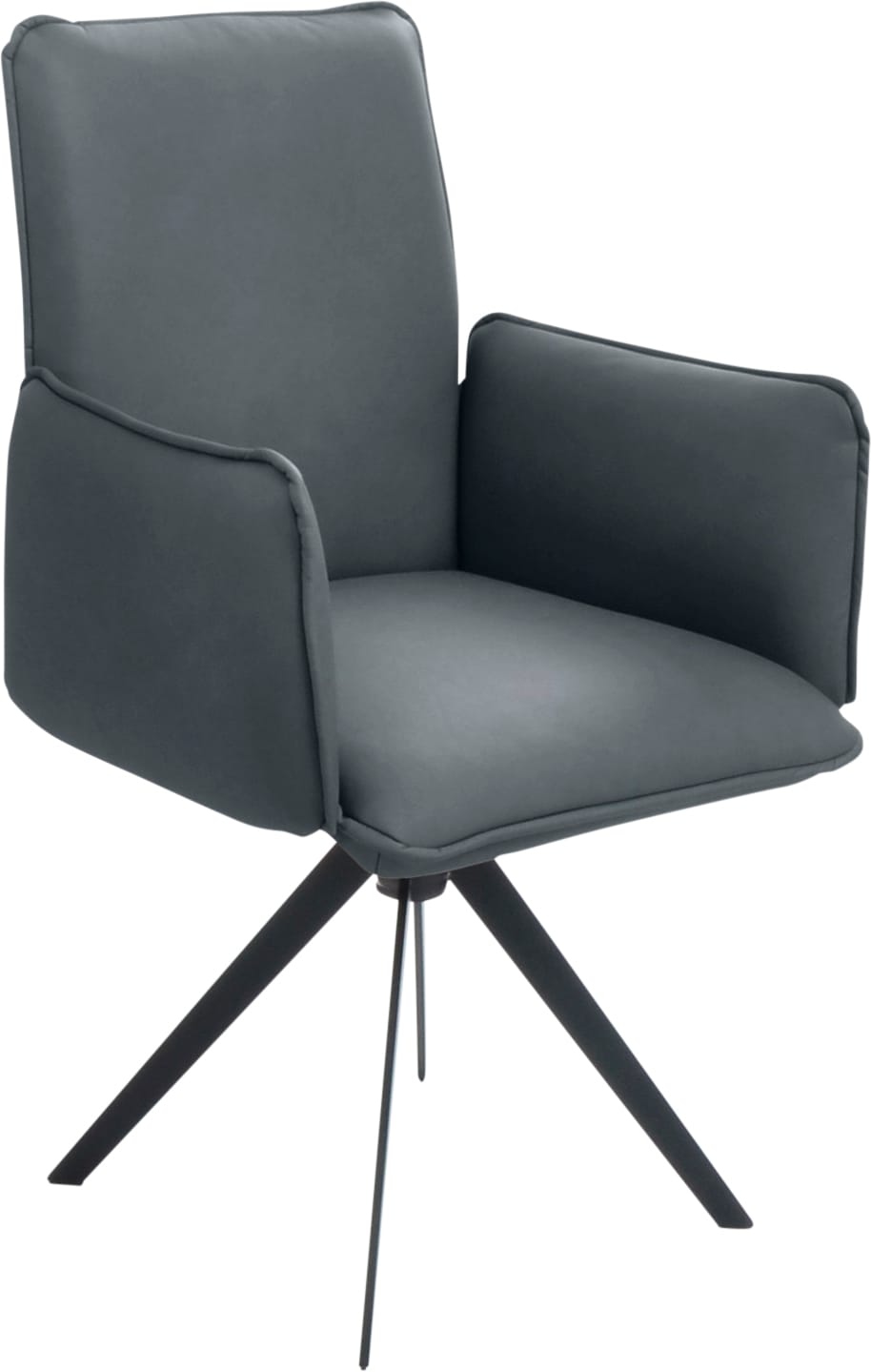 Drehstuhl, B:59cm H:94cm T:61cm, blau, K+W KOMFORT & WOHNEN, Esszimmer, Stühle, Blitzdrehkreuz und Rückholfunktion, dekorativer 12mm Biese