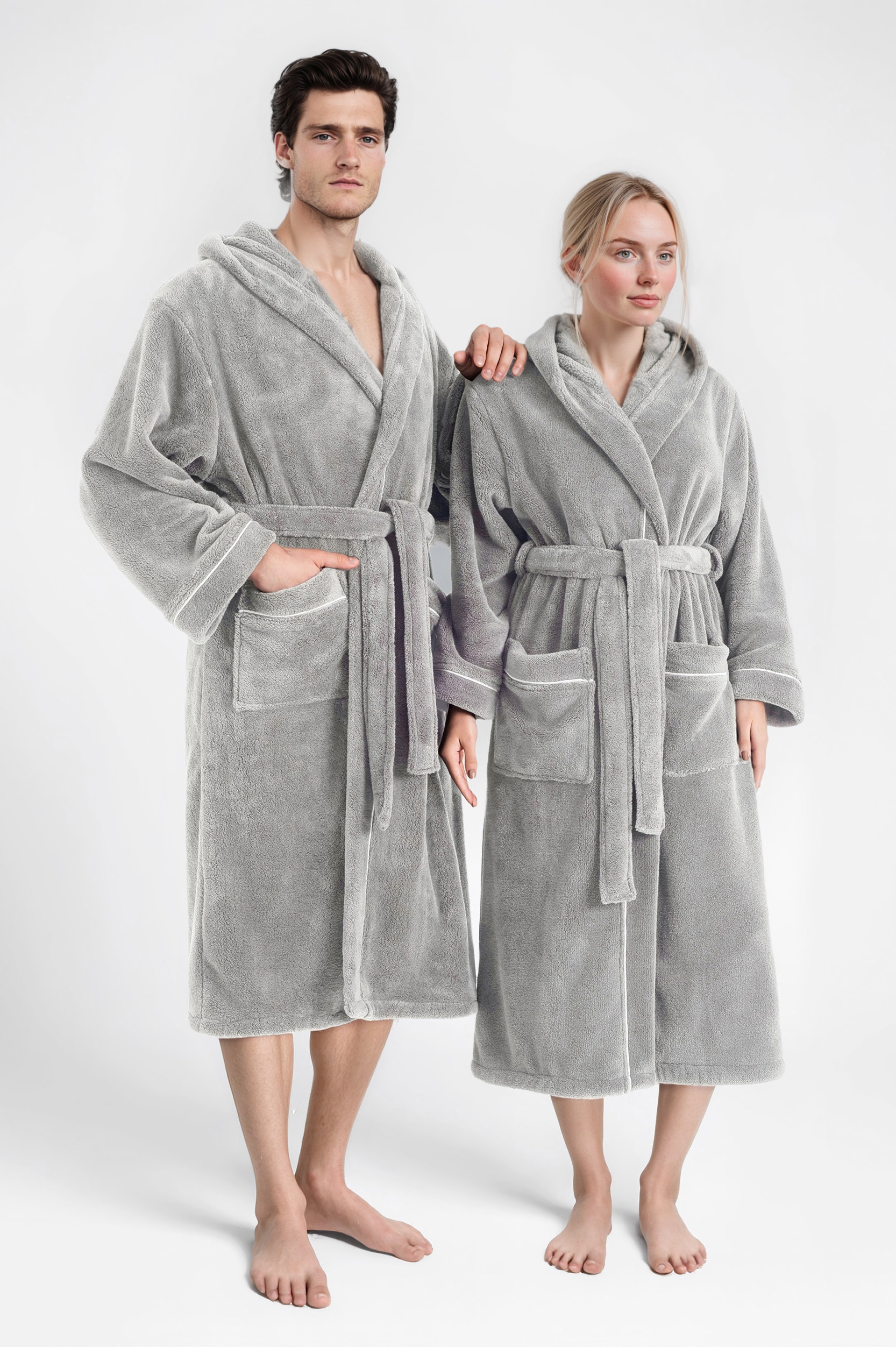 my home Unisex-Bademantel »Lillou, ideal für Sauna & Spa, Hotelbademantel, Morgenmantel«, (1 St.), kuschelig weicher Fleece, plüsch, für Damen und Herren, XS-3XL