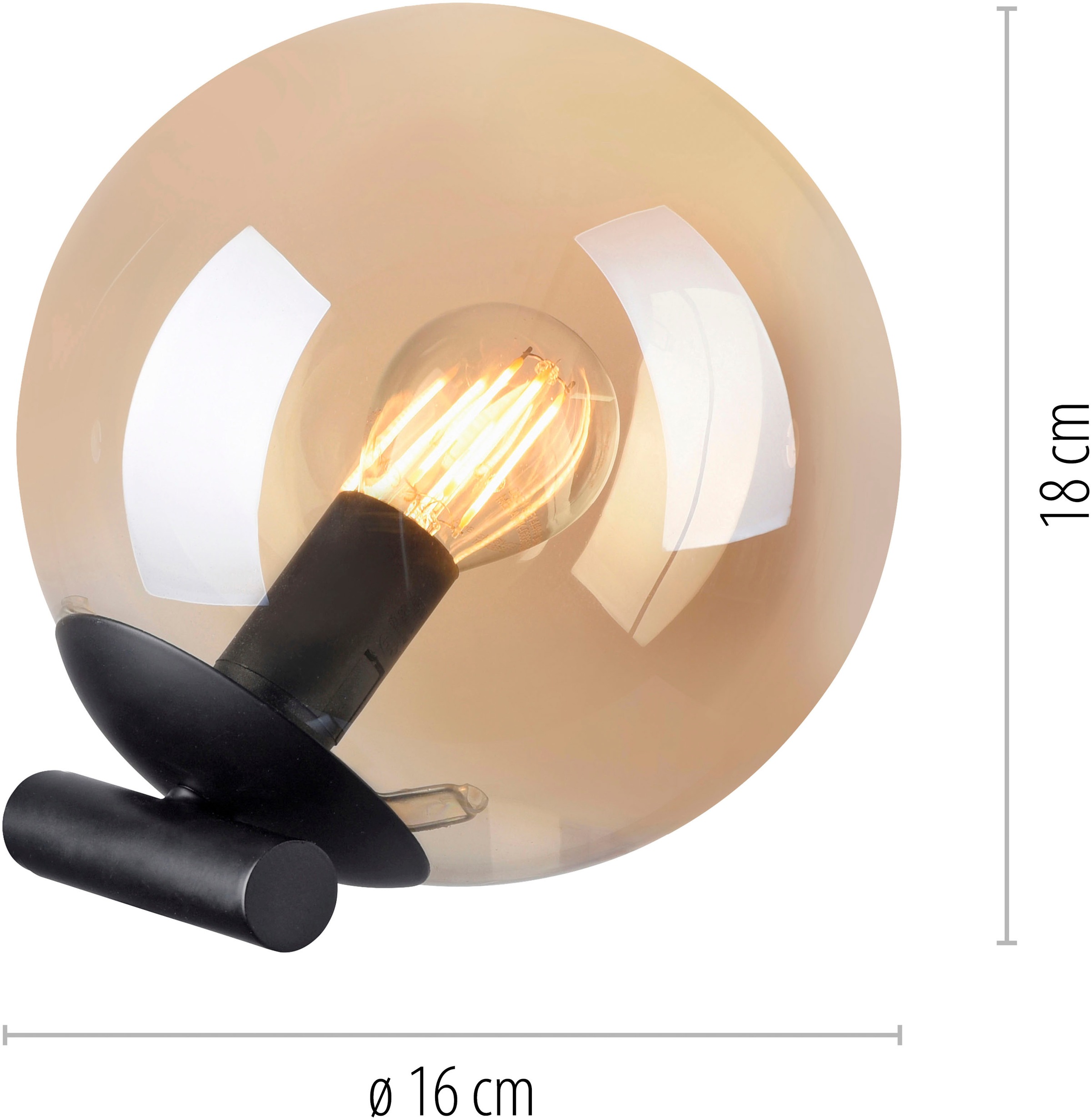 my home Tischleuchte »Nymölla«, 1 flammig, Leuchtmittel E14 | ohne Leuchtmittel, Tischleuchte mit großer Glaskugel, amberfarben oder opal matt weiß