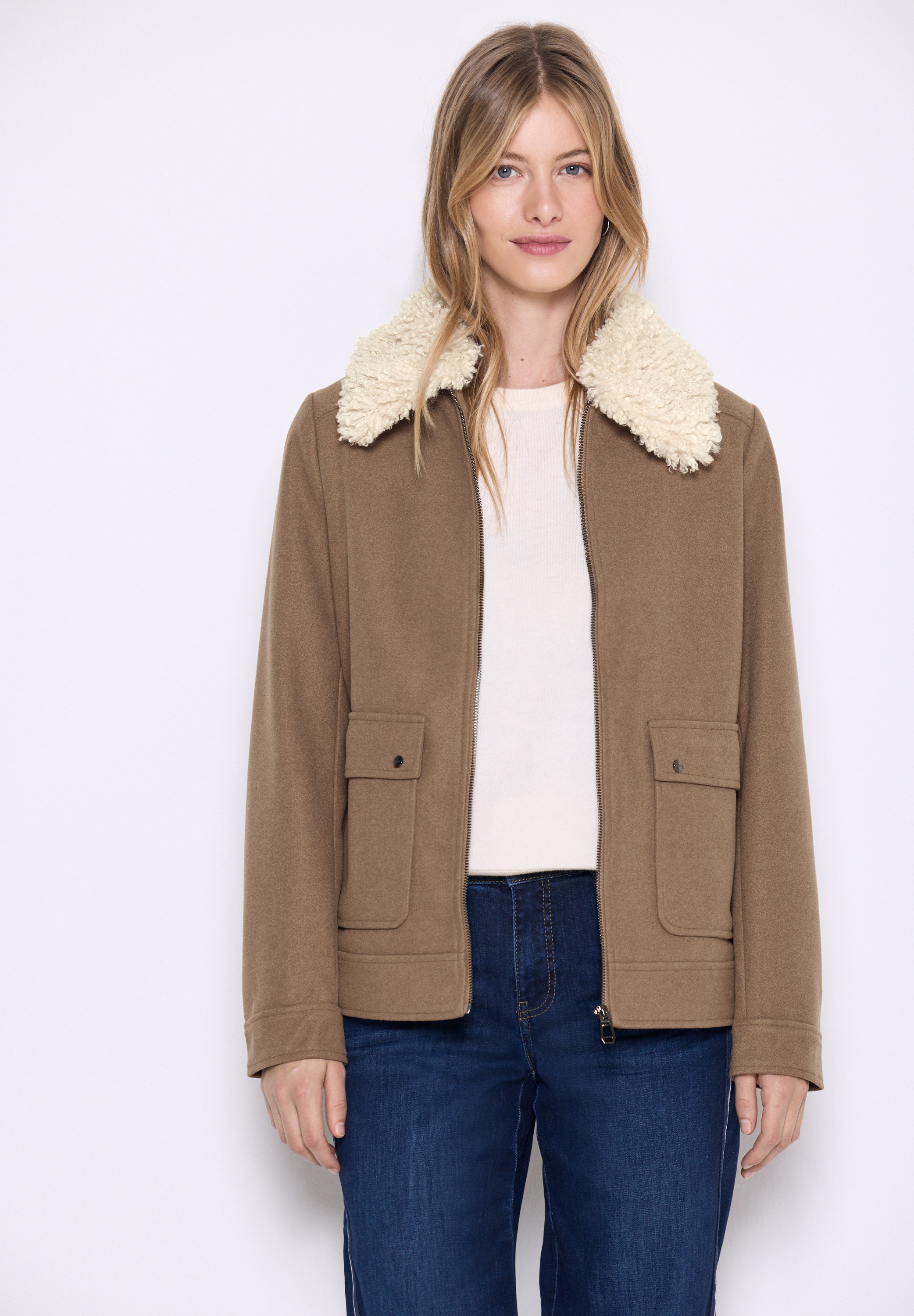 STREET ONE STUDIO Fellimitatjacke, ohne Kapuze, mit Kragen günstig online kaufen