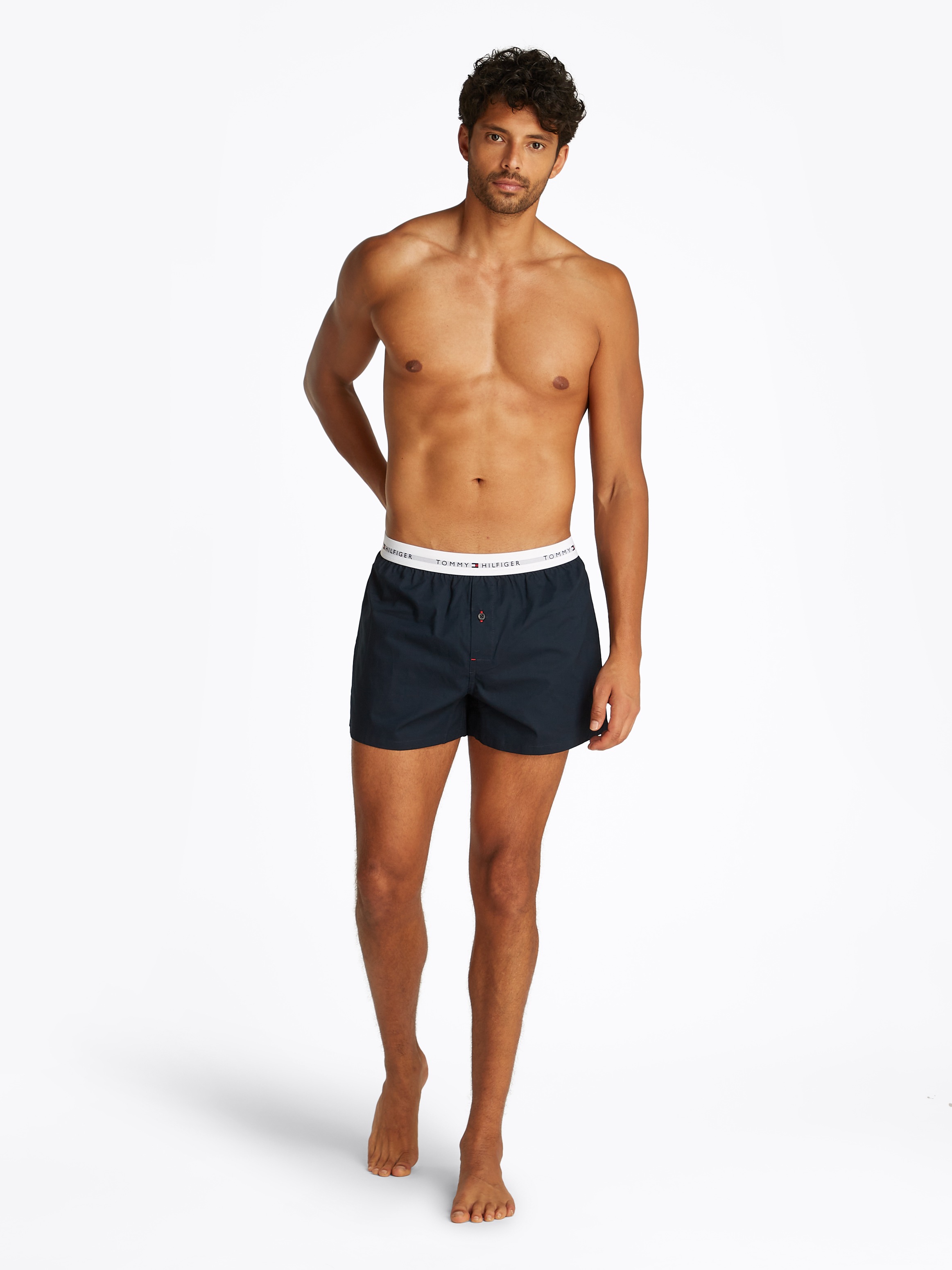 Tommy Hilfiger Underwear Webboxer »2P WOVEN BOXER« Packung, 2er, 2 Stk. mit Logobund