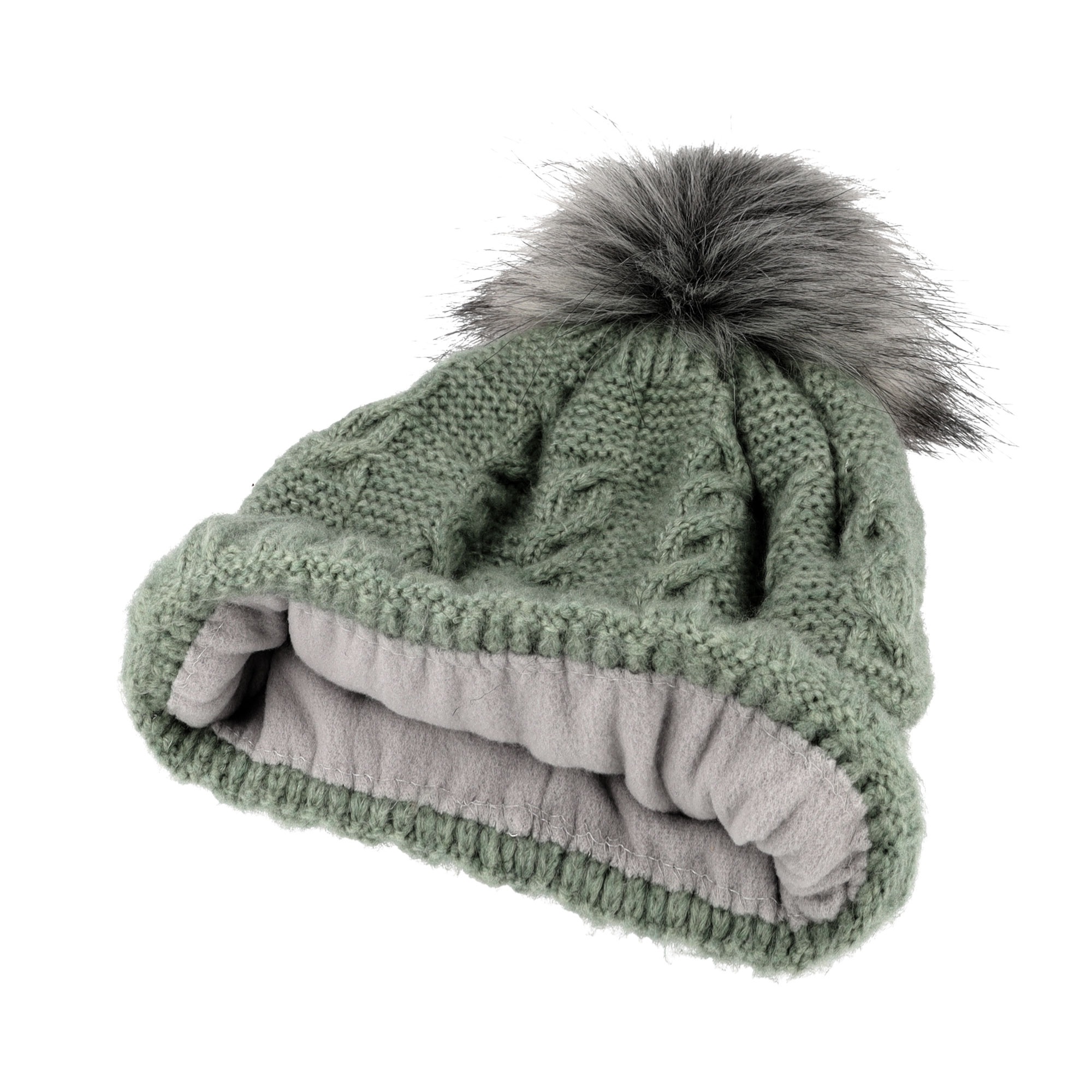 Thumbnail - MAXIMO Strickmütze angenehmer Materialmix, gefüttert, Bommel, breiter Umschlag