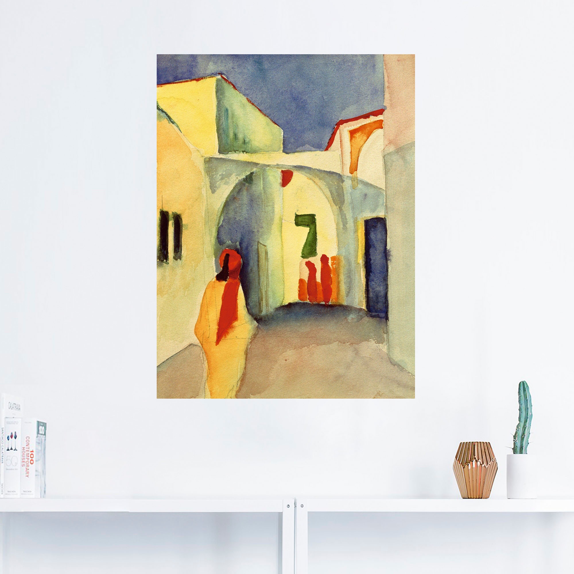 Artland Wandbild »Blick in eine Gasse in Tunis«, Gebäude, (1 St.), als Leinwandbild, Wandaufkleber oder Poster in versch. Größen