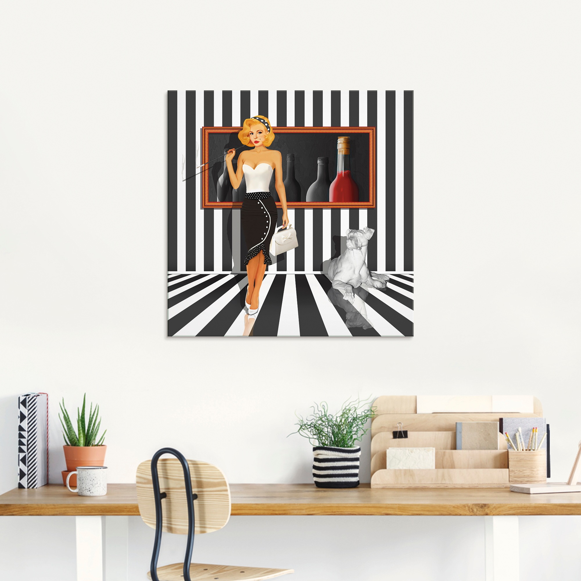 Artland Glasbild "Das Damenquartett 4 Schwarz-Weiss" Frau 1 Stk. tlg. in ve günstig online kaufen