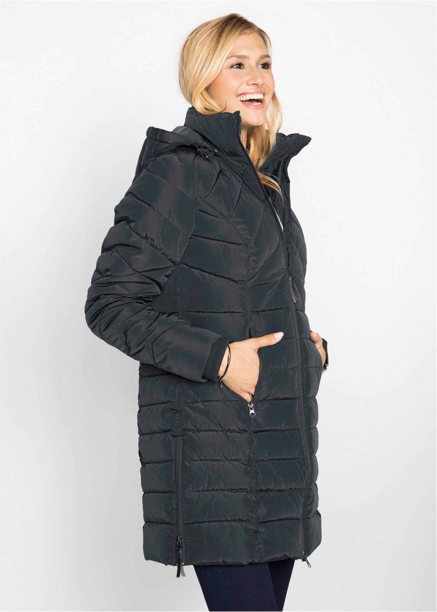 bonprix Steppjacke "Winterjacke" mit Kapuze Long-Steppjacke mit Wattierung günstig online kaufen