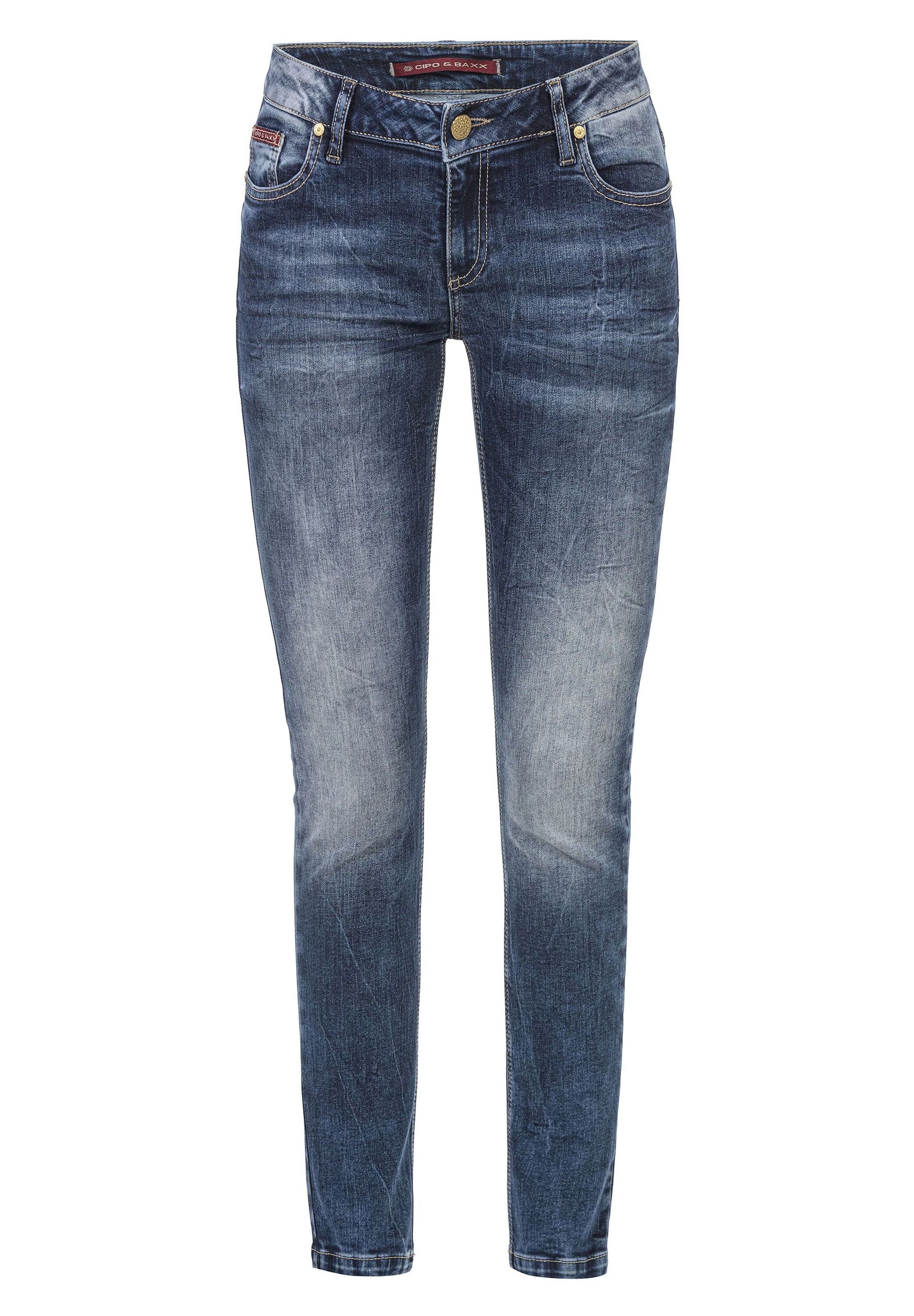 Cipo & Baxx Slim-fit-Jeans "Cipo & Baxx Jeans" Mit cooler Used-Waschung, WD461
