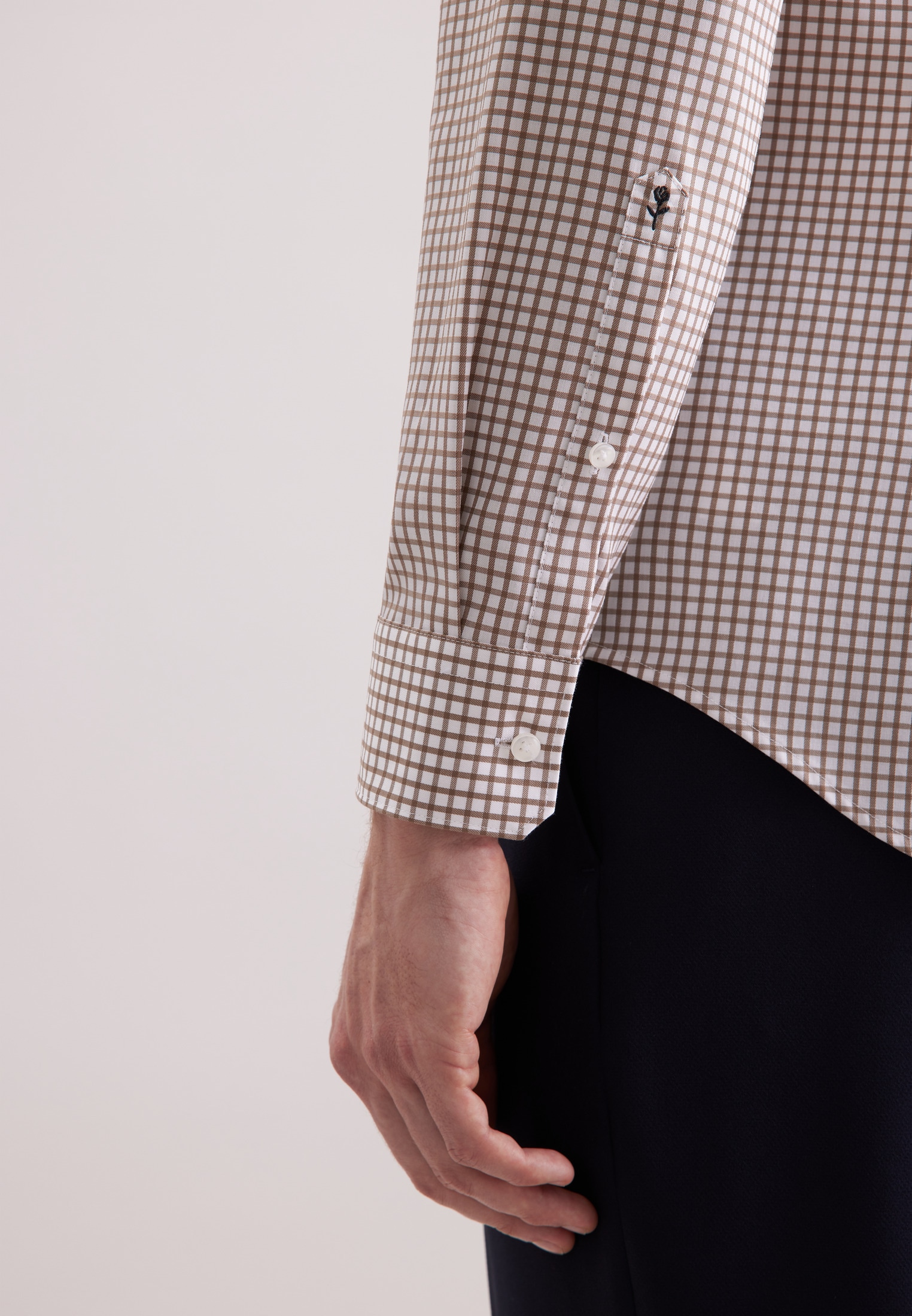 seidensticker Businesshemd »Schwarze Rose«, Slim 1/1 Covered-Button-Down-Kragen Karo