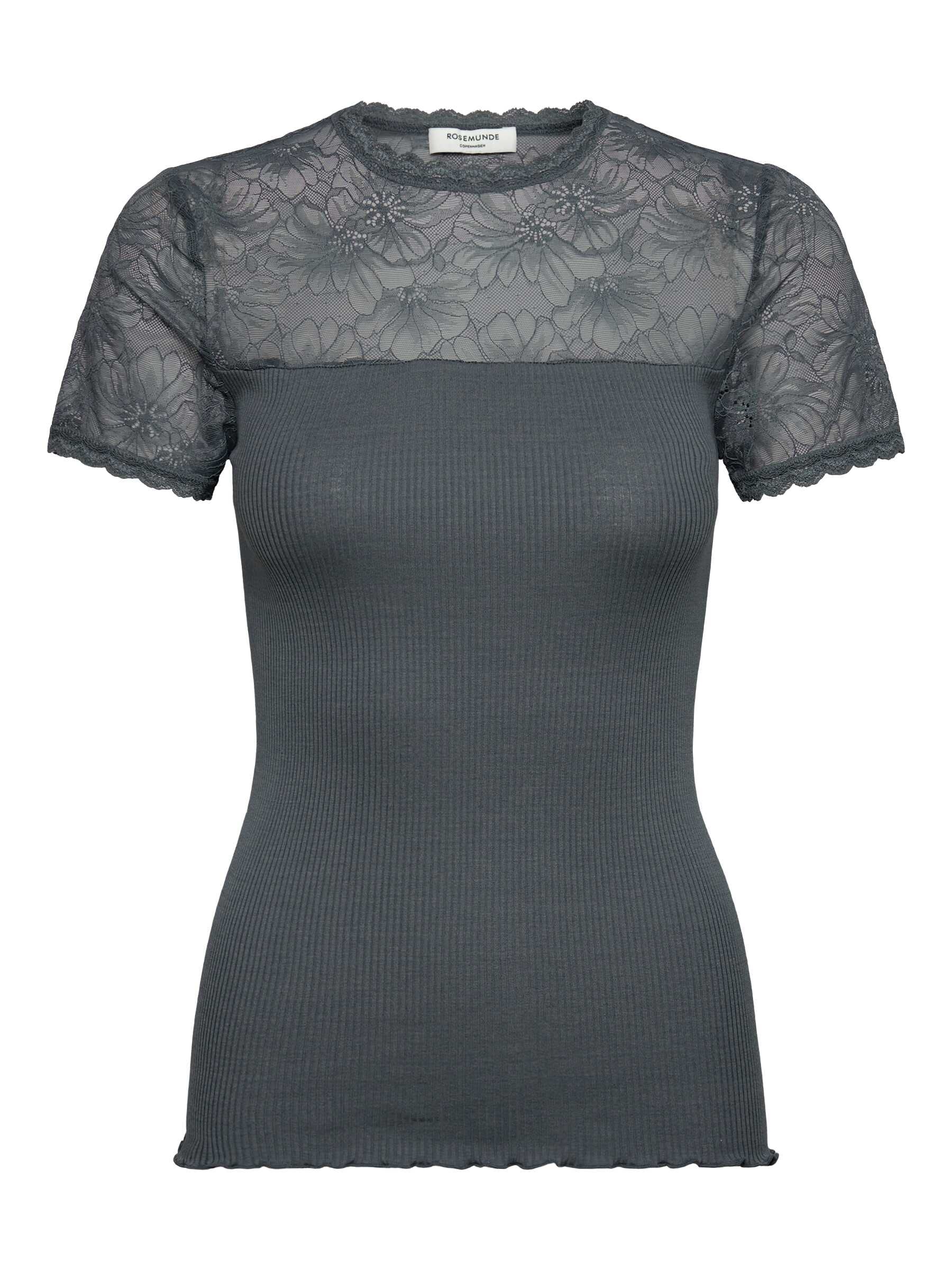 rosemunde T-Shirt "Beatha lace t-shirt" Halbarm, Ärmel und Dekolleté sowie oberer Rücken aus Spitze, Seidenmix