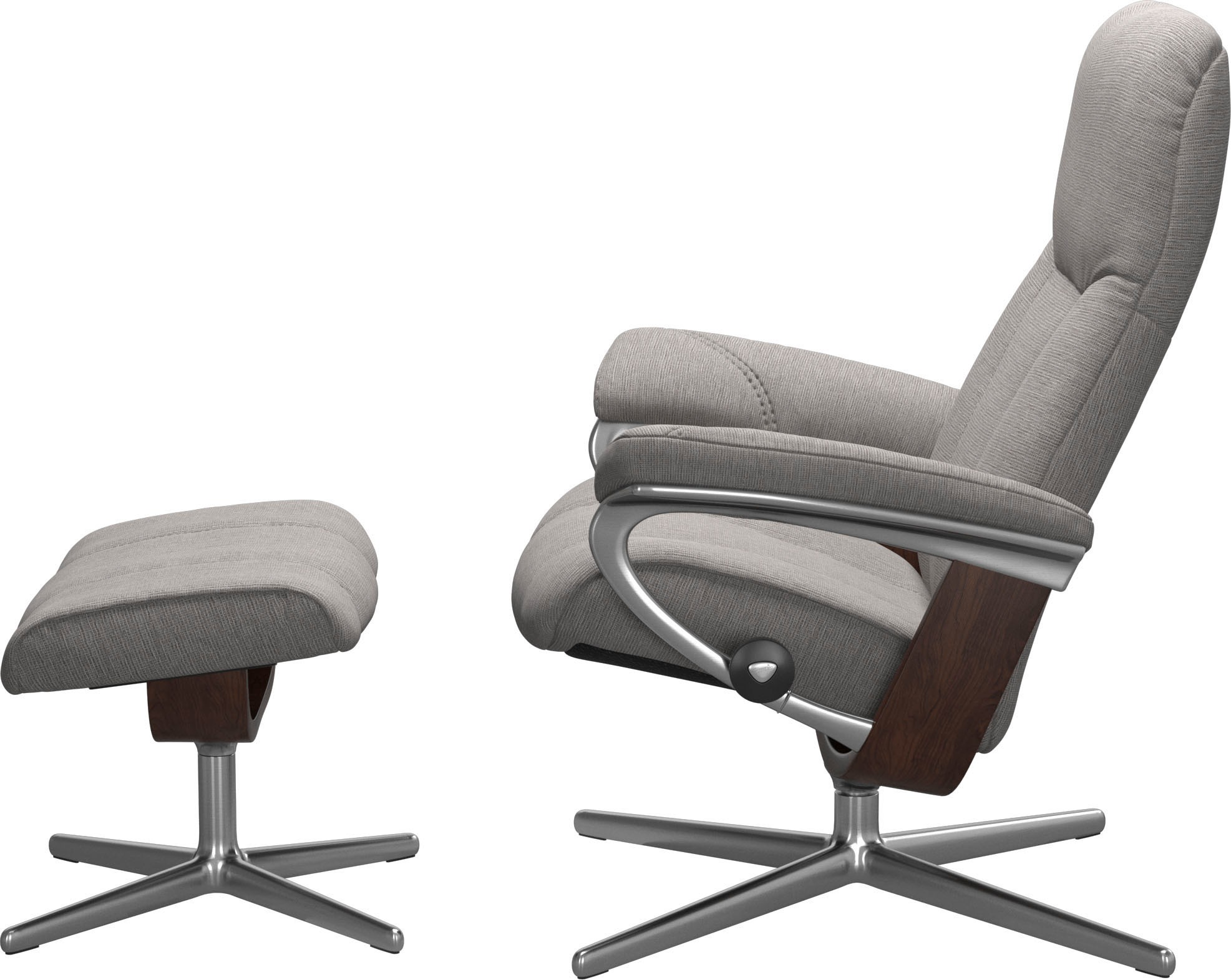 Stressless® Relaxsessel »Consul«, (Set, Relaxsessel mit Hocker), mit Hocker, mit Cross Base, Größe S, M & L, Holzakzent Braun