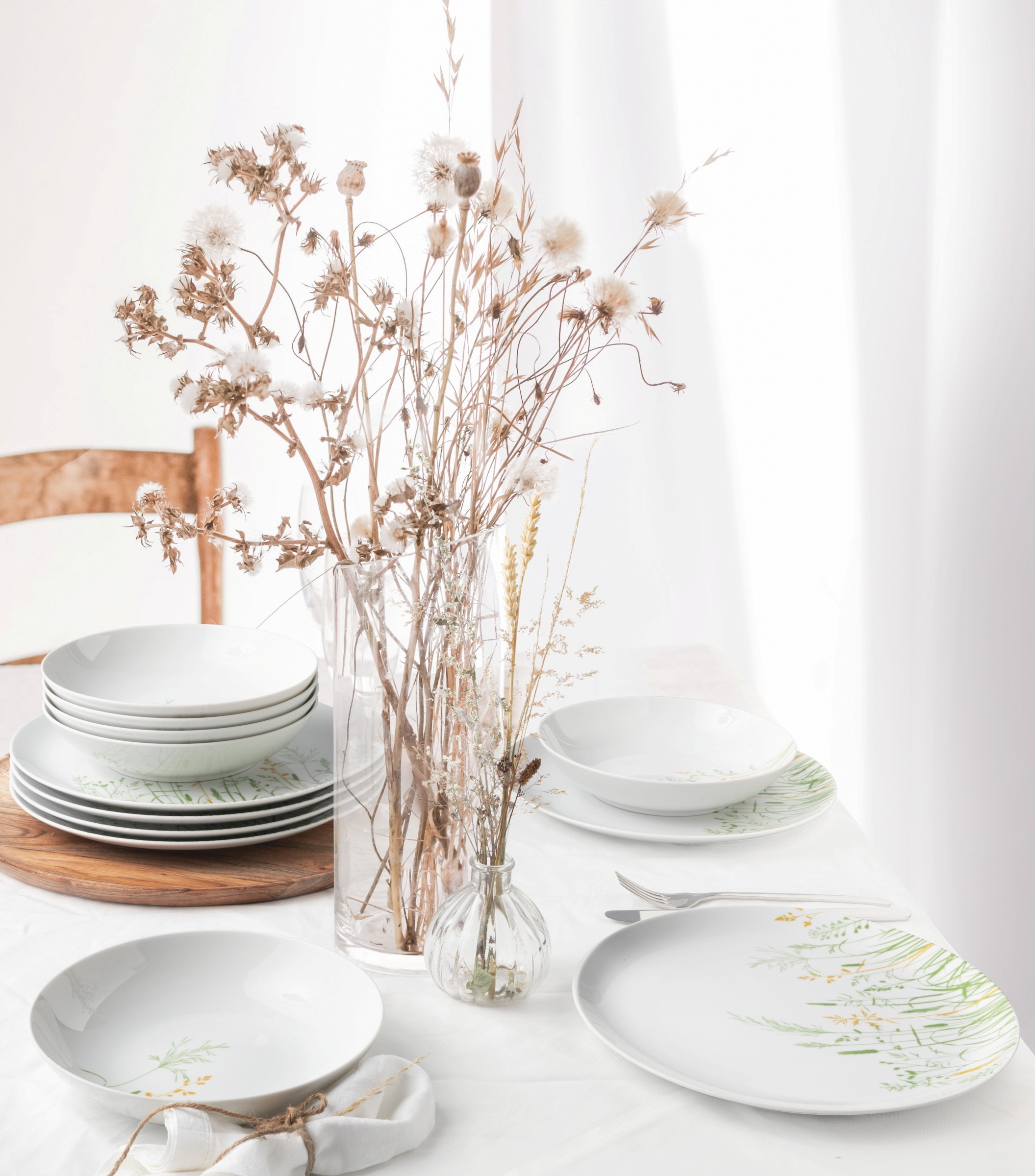 Seltmann Weiden Tafelservice »Geschirr-Set, 12 Teile, Liberty Meadow Grasses«, (Set, 12 tlg., 6x Speiseteller rund 27,5 cm, 6x Suppenteller rund 21 cm), Geschirr-Set, Teller, Made in Germany, 12 Teile, für 6 Personen
