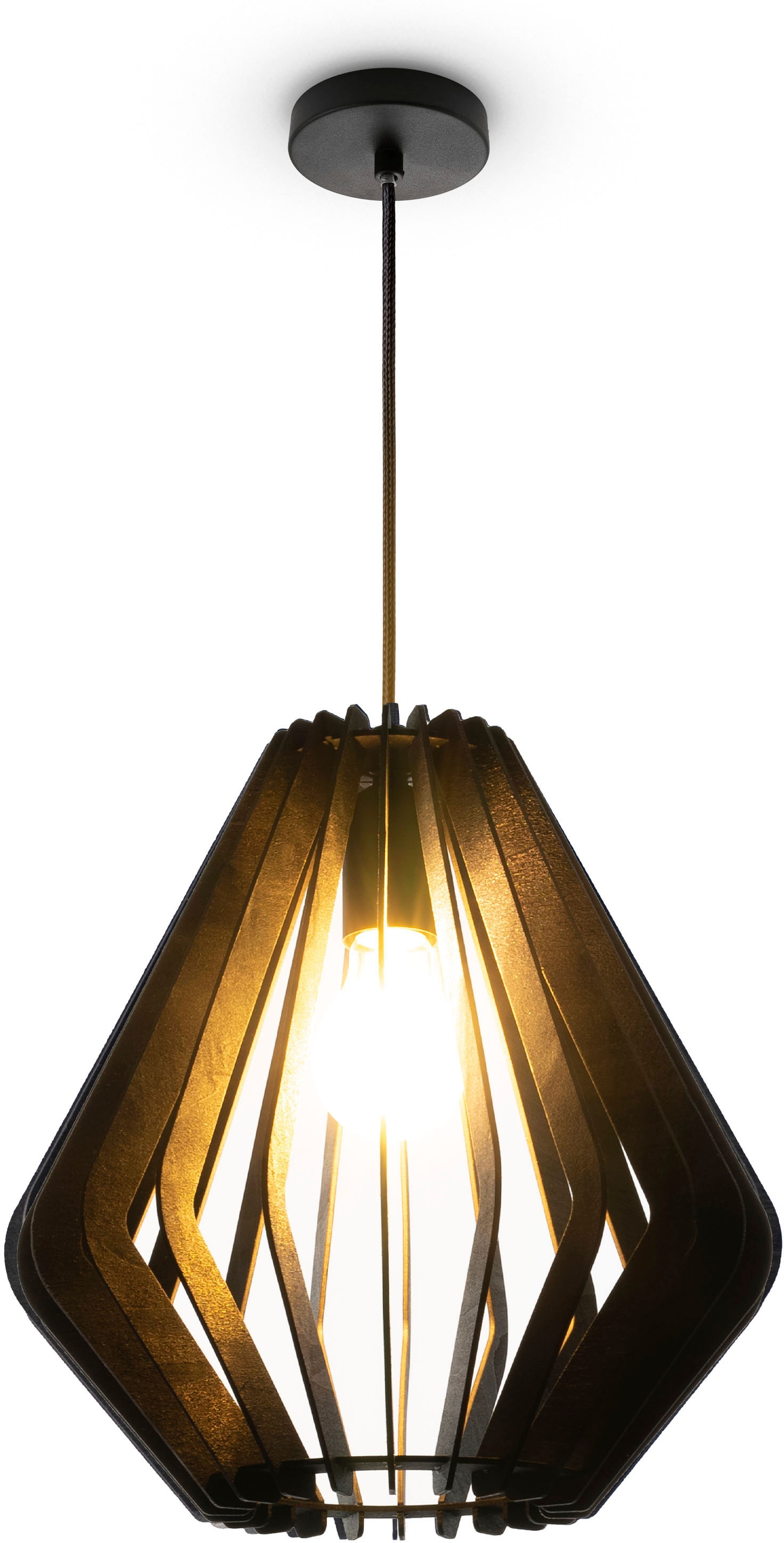 Paco Home Pendelleuchte »KOONI«, Pendelleuchte Holz Esszimmer Bar  Deckenlampe Rustikal Natur Boho E27 | BAUR