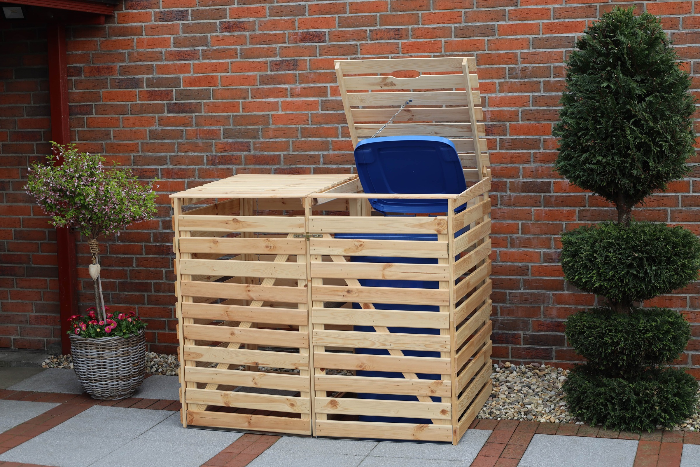 promadino Mülltonnenbox »Vario V«, für 2 x 240 l, holzfarben