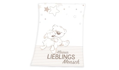 Babydecke »Kleiner Lieblingsmensch«, mit Teddy und Schaf, Kuscheldecke