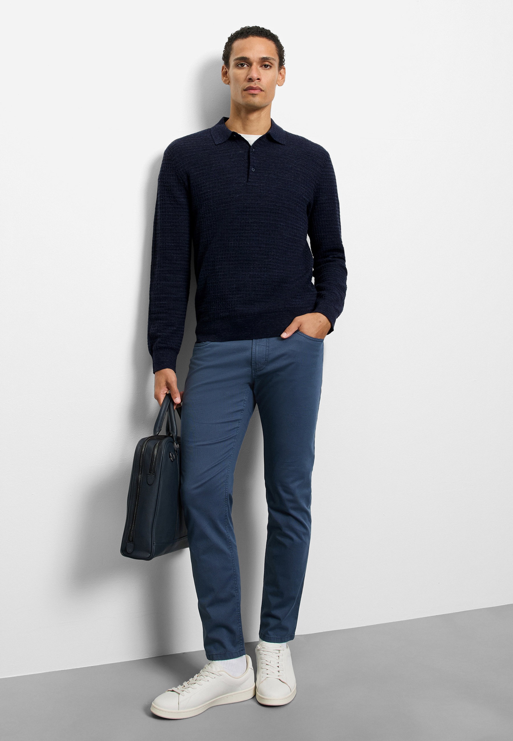 OLYMP Casual Strick Long Sleeve Polo Shirt Navy L 5