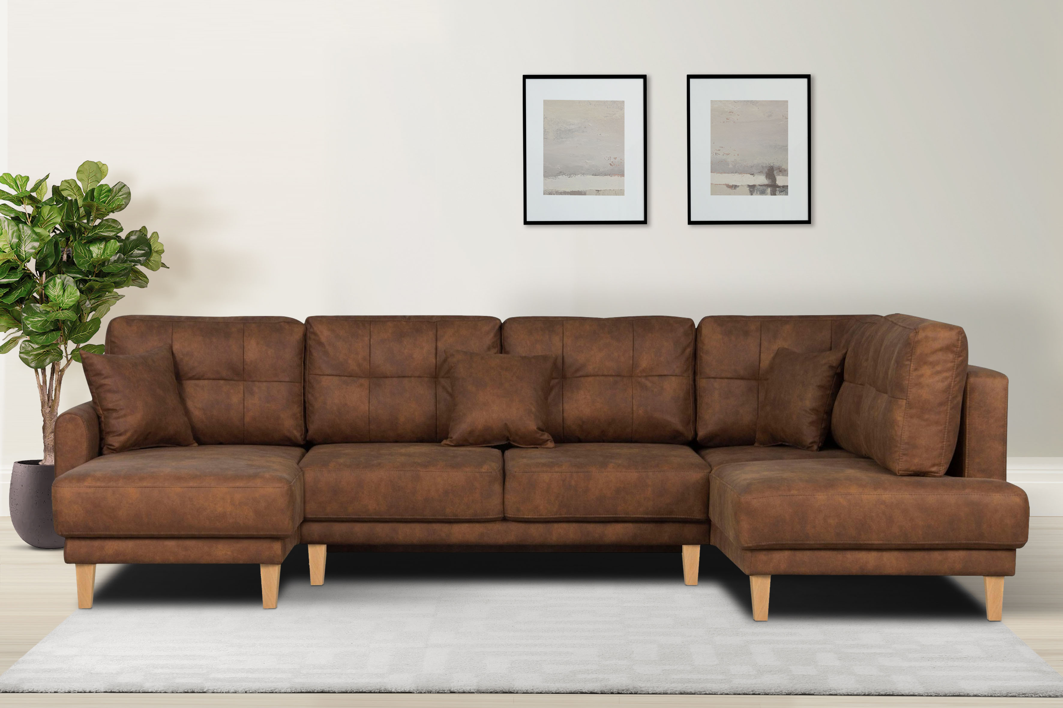 OTTO home Wohnlandschaft "TRIPLO U-Form wahlweise mit Schlaffunktion, B/T/H: 310/192/90 cm" Schlafsofa, auch mit Bettkasten, Steppung im Rückenkissen