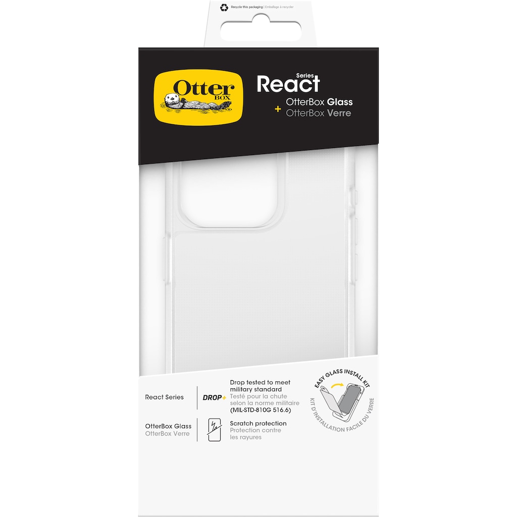 Otterbox Backcover »React Hülle für iPhone 15 Pro, sturzsicher inkl. Schutzglas«, Apple iPhone 15 Pro